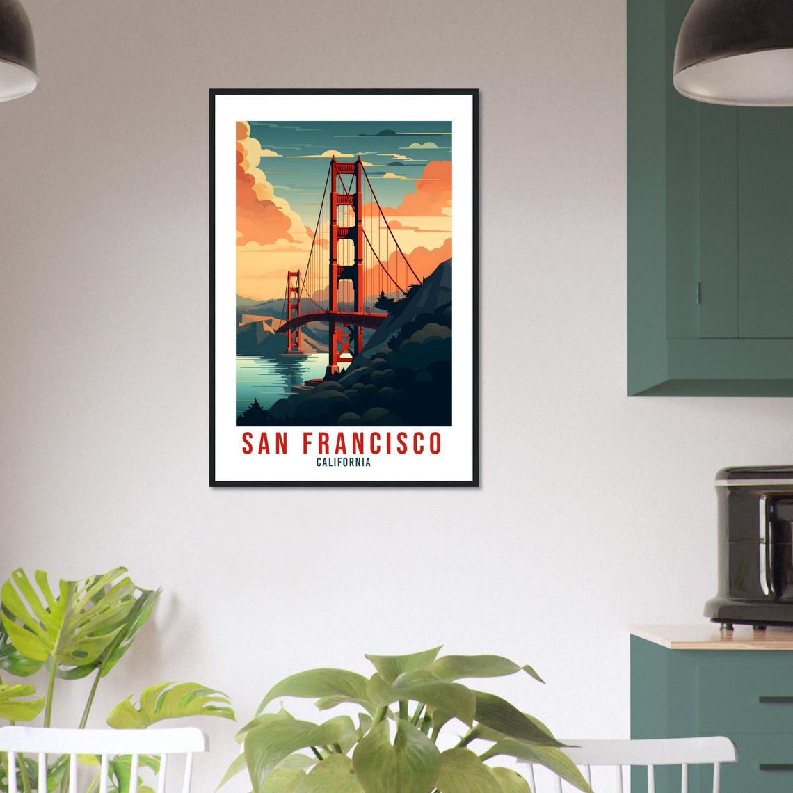San Francisco Golden Gate Bridge Sunset Travel Poster California View - Image 3
