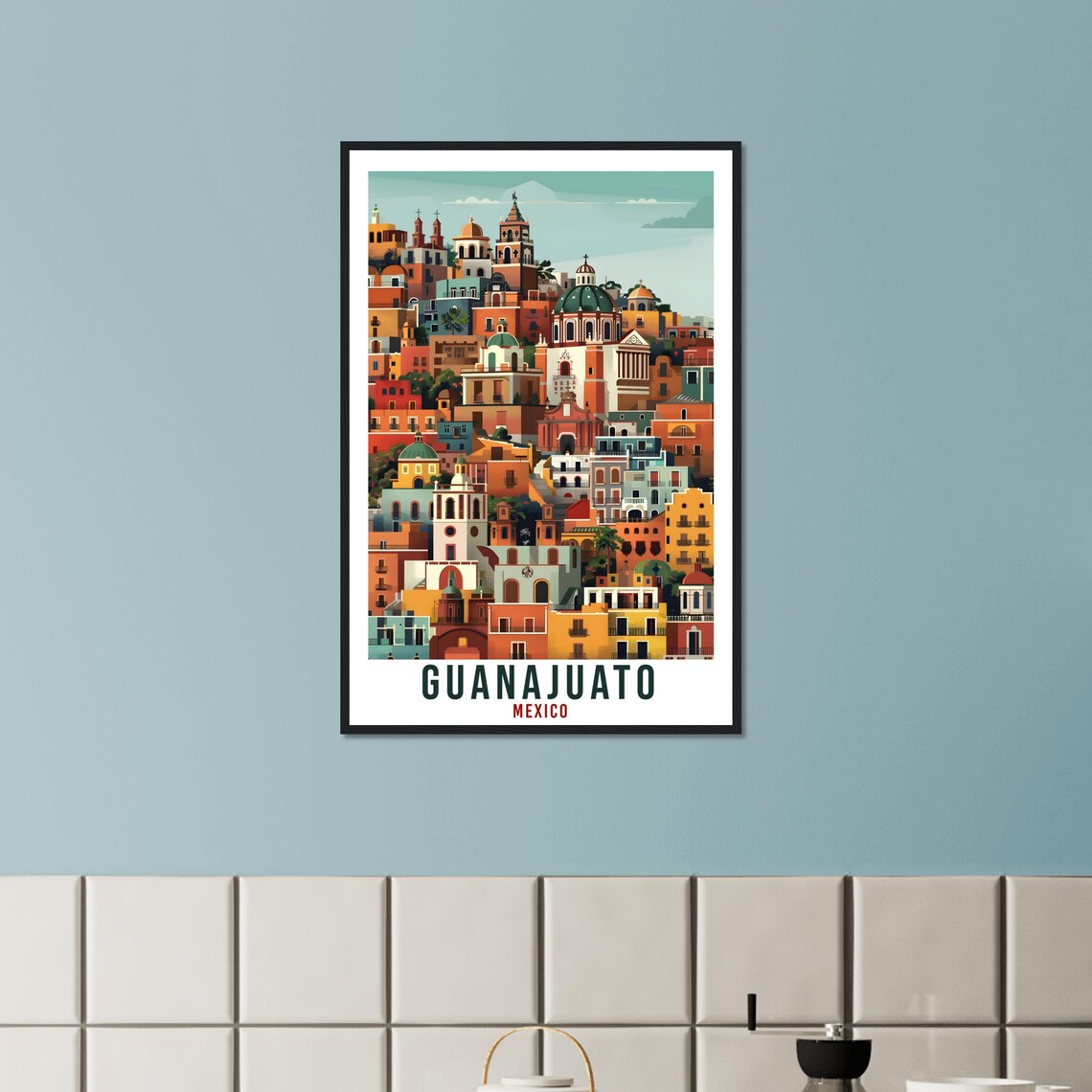 Guanajuato Mexico Illustrated Colorful Old Town Cityscape Travel Poster - Image 2