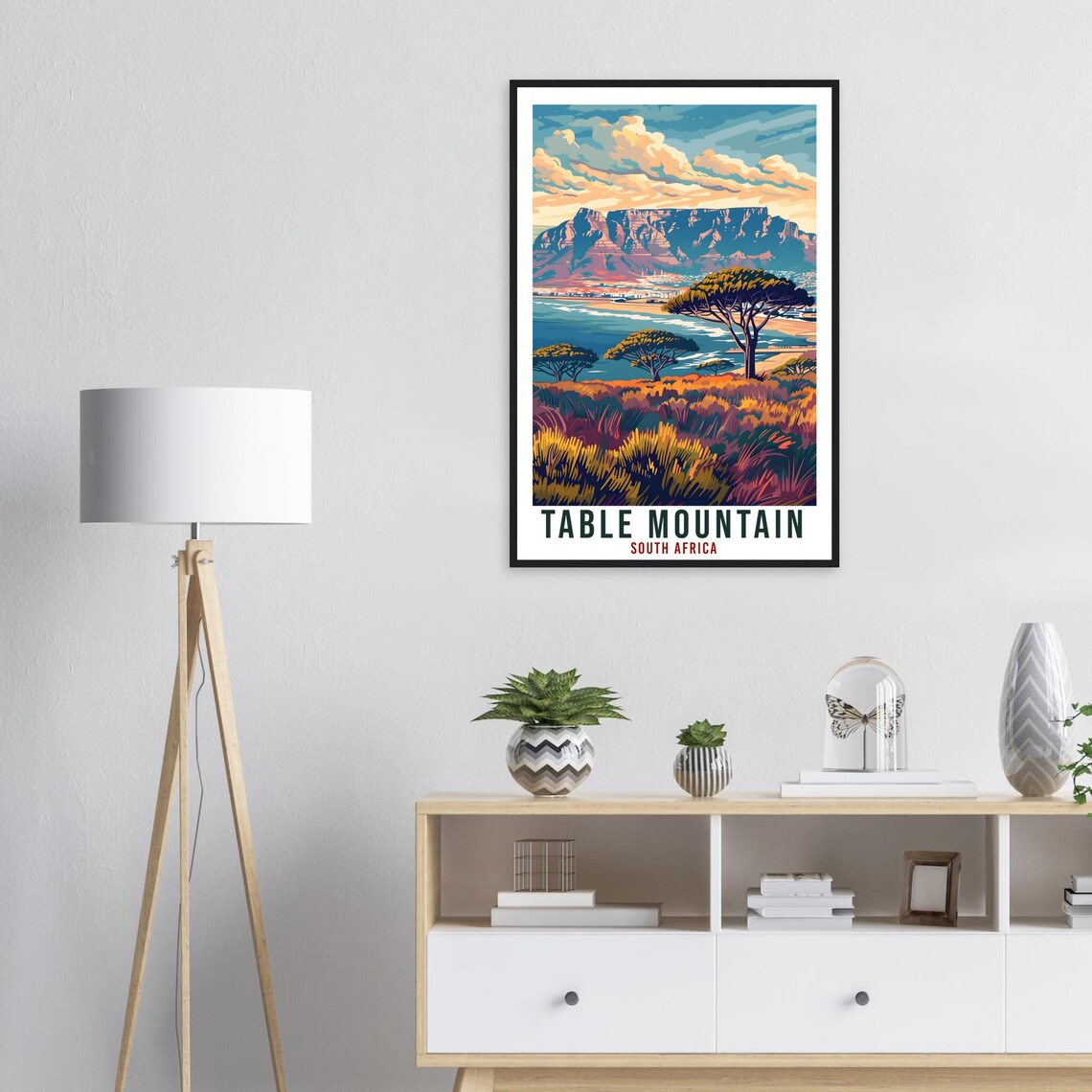 Table Mountain South Africa Travel Poster Cape Town Bay Artwork - Image 2