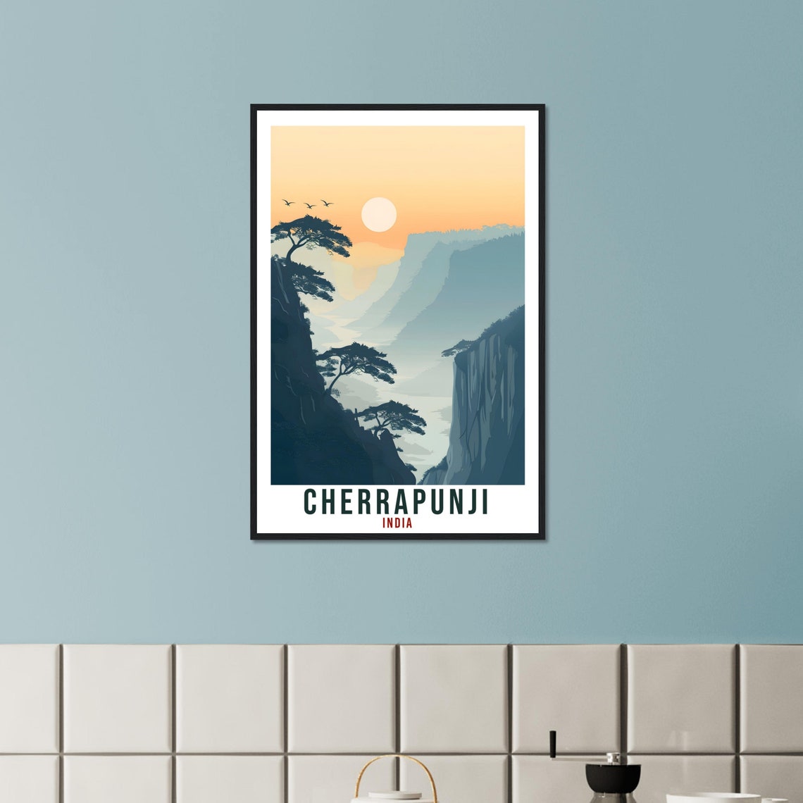 Cherrapunji India Misty Mountain Valley Sunset Peaks Travel Poster - Image 3
