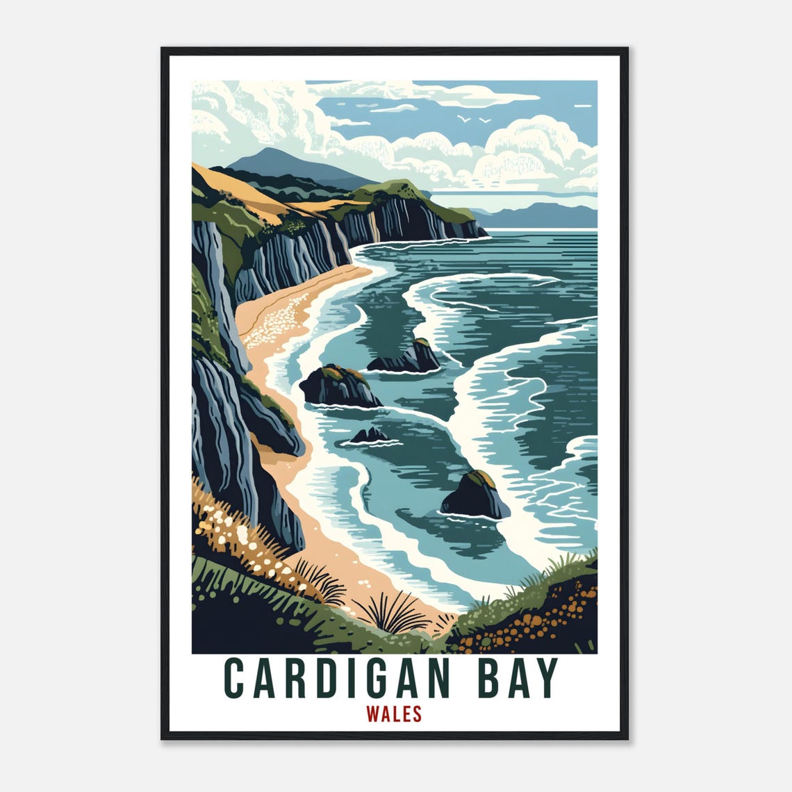 Cardigan Bay Travel Print Wales Home Decor Cardigan Bay Wall Art Wall Hanging Art Lover Wales Artwork Travel Poster Cardigan Bay Travel Art - Image 4