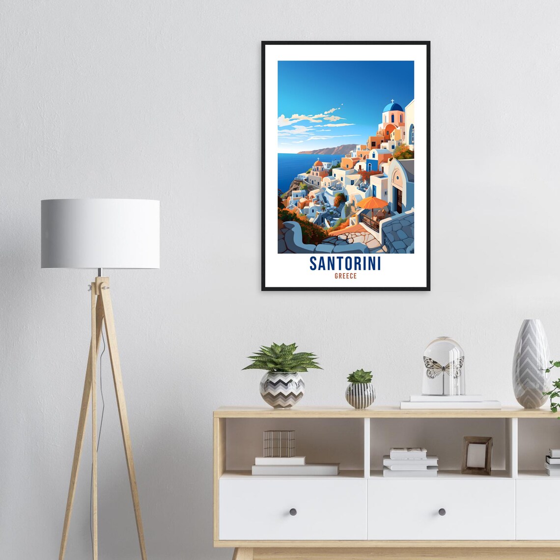 Santorini Greece Oia White Village Blue Dome Aegean Travel Poster - Image 2