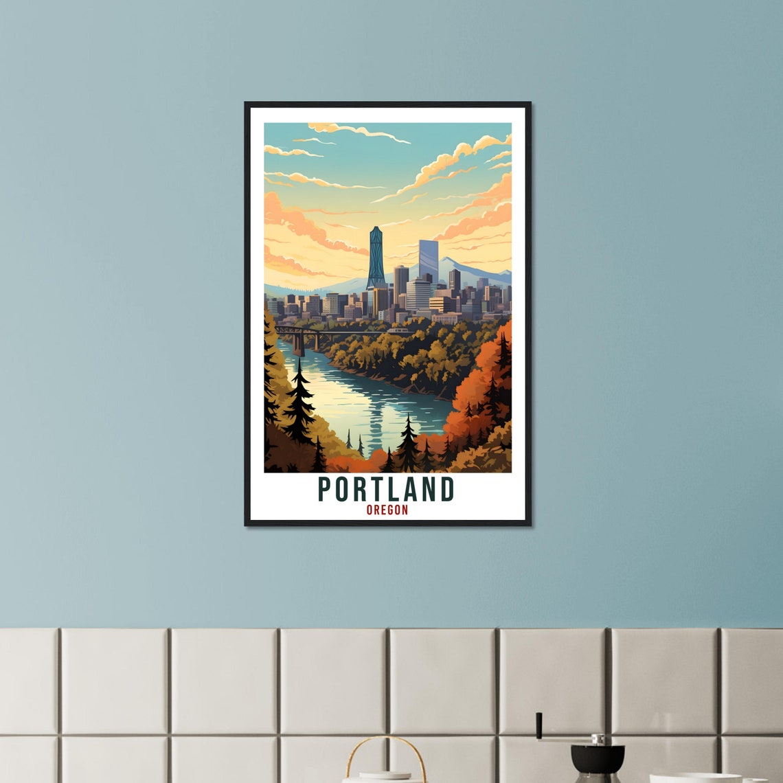 Portland Travel Print Oregon Home Decoration Usa City Wall Art Gift Wall Hanging Art Lover Oregon Artwork Portland Skyline Travel Poster - Image 4