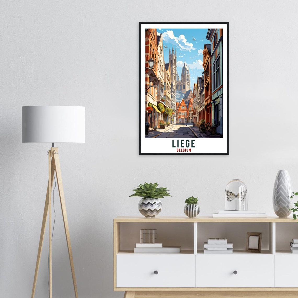 Liege Travel Print Wall Art Liege Belgium Home Dcor Artwork Wall Hanging Liege Art Gifts Liege Travel Poster Belgian Art Lovers Gift - Image 3