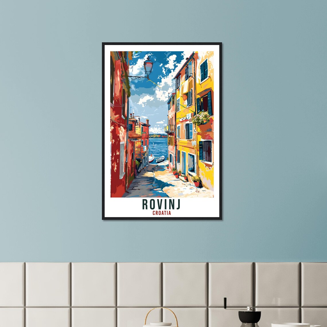 Rovinj Croatia Old Town Seaside Alley Vintage Style Travel Poster - Image 2