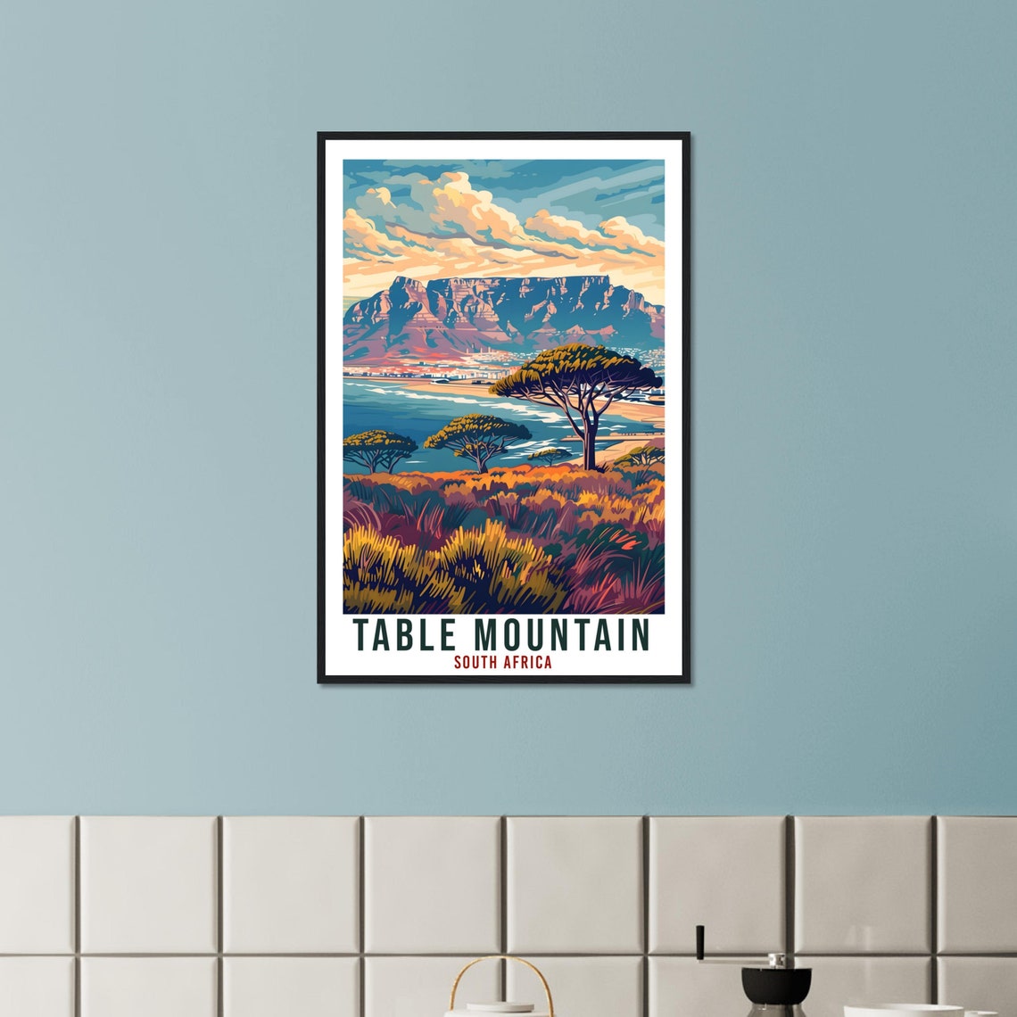 Table Mountain South Africa Travel Poster Cape Town Bay Artwork - Image 3