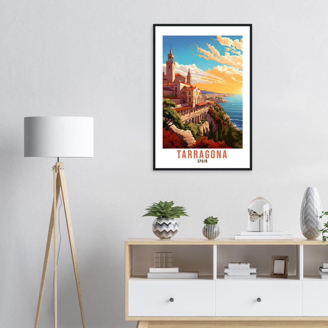 Tarragona Spain Coastal Cathedral Cliffs Vintage Travel Poster - Image 2