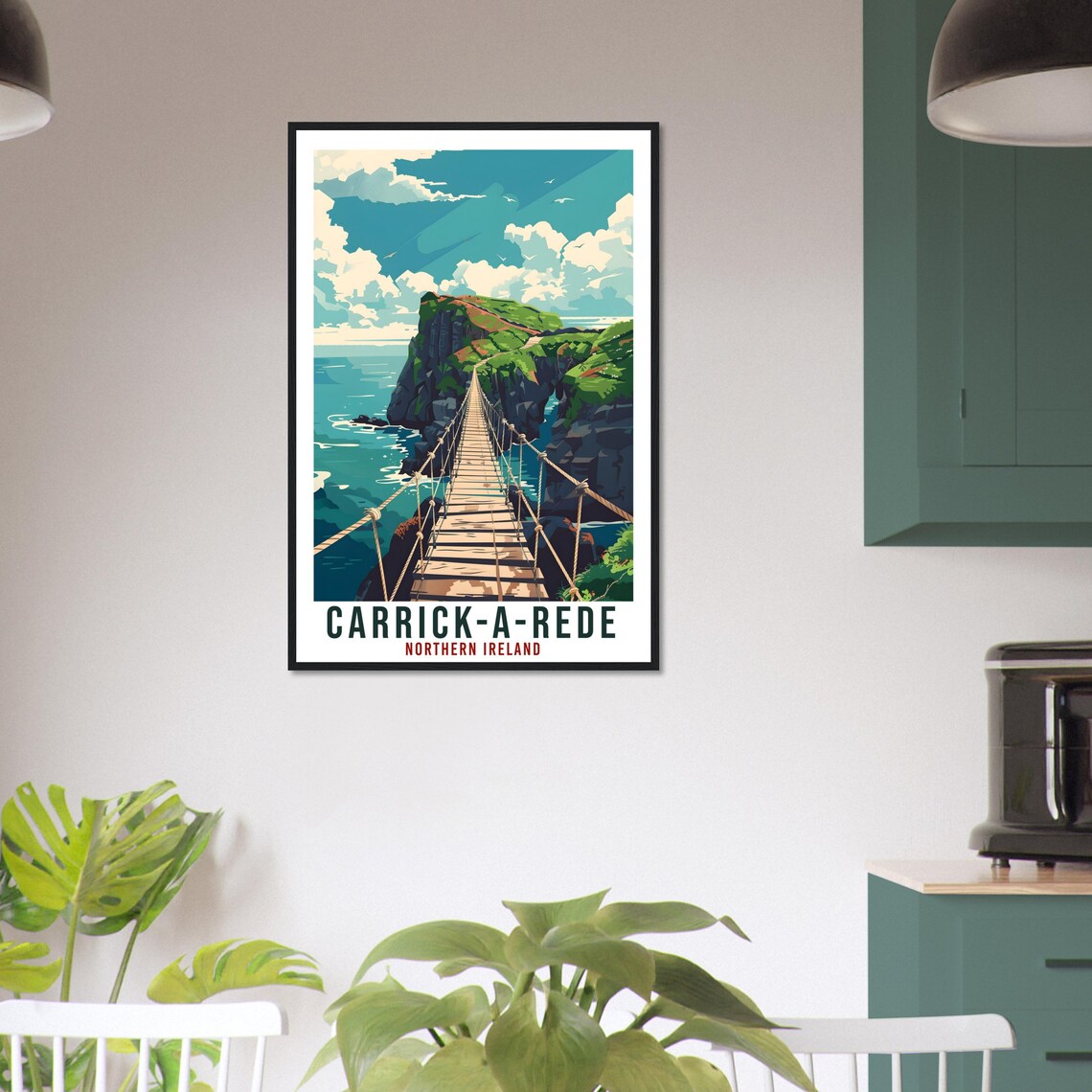 Carrick-A-Rede Rope Bridge Northern Ireland Coast Travel Poster - Image 3