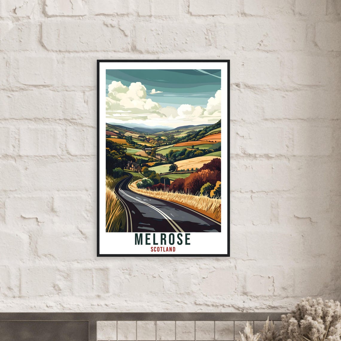 Melrose Scotland Countryside Road Vintage Style Travel Poster - Image 2
