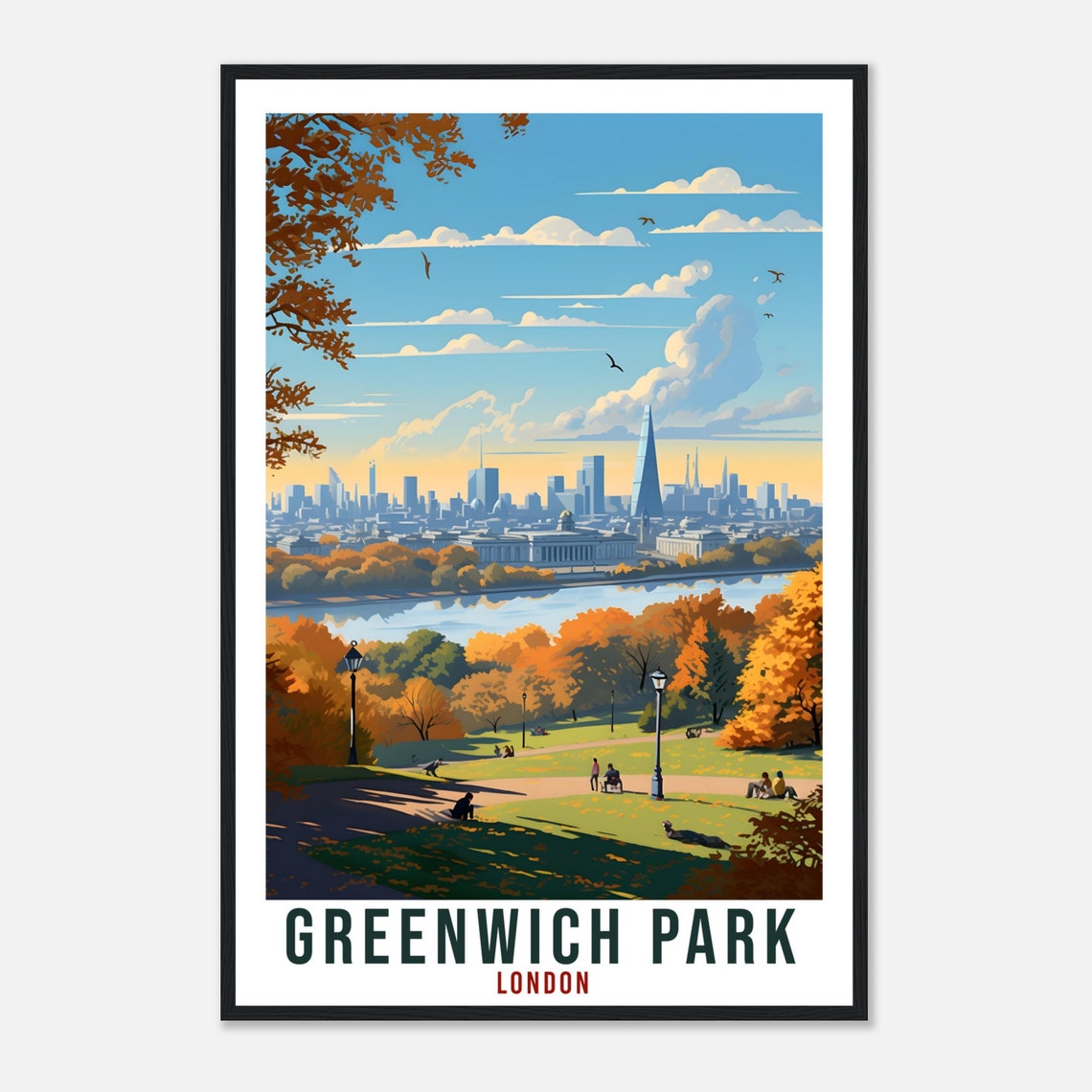 Greenwich Park London Travel Print English Wall Art Wall Hanging Travel Art Gift Greenwich Travel Poster London City Artwork Art Lover Gift - Image 4