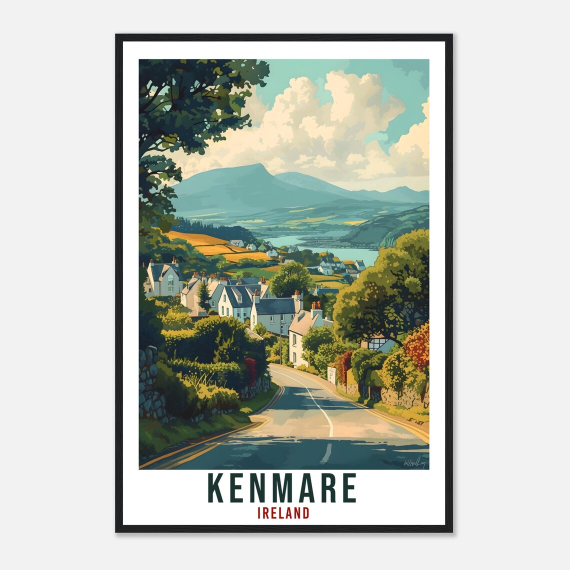 Kenmare Ireland Travel Poster Village Road Mountain Valley Artwork - Image 4