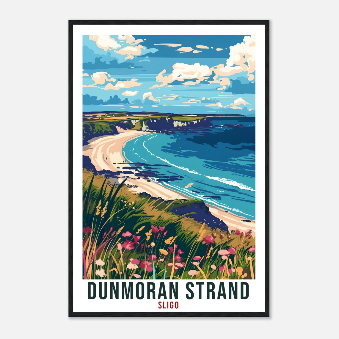 Dunmoran Strand Bay Wildflowers Coastal Cliffs Sligo Scenic Poster - Image 4