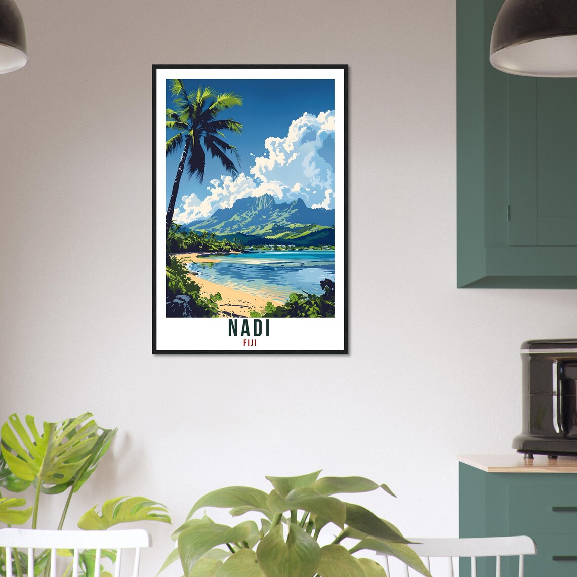 Nadi Fiji Tropical Beach Palm Paradise Island Vintage Travel Poster - Image 3