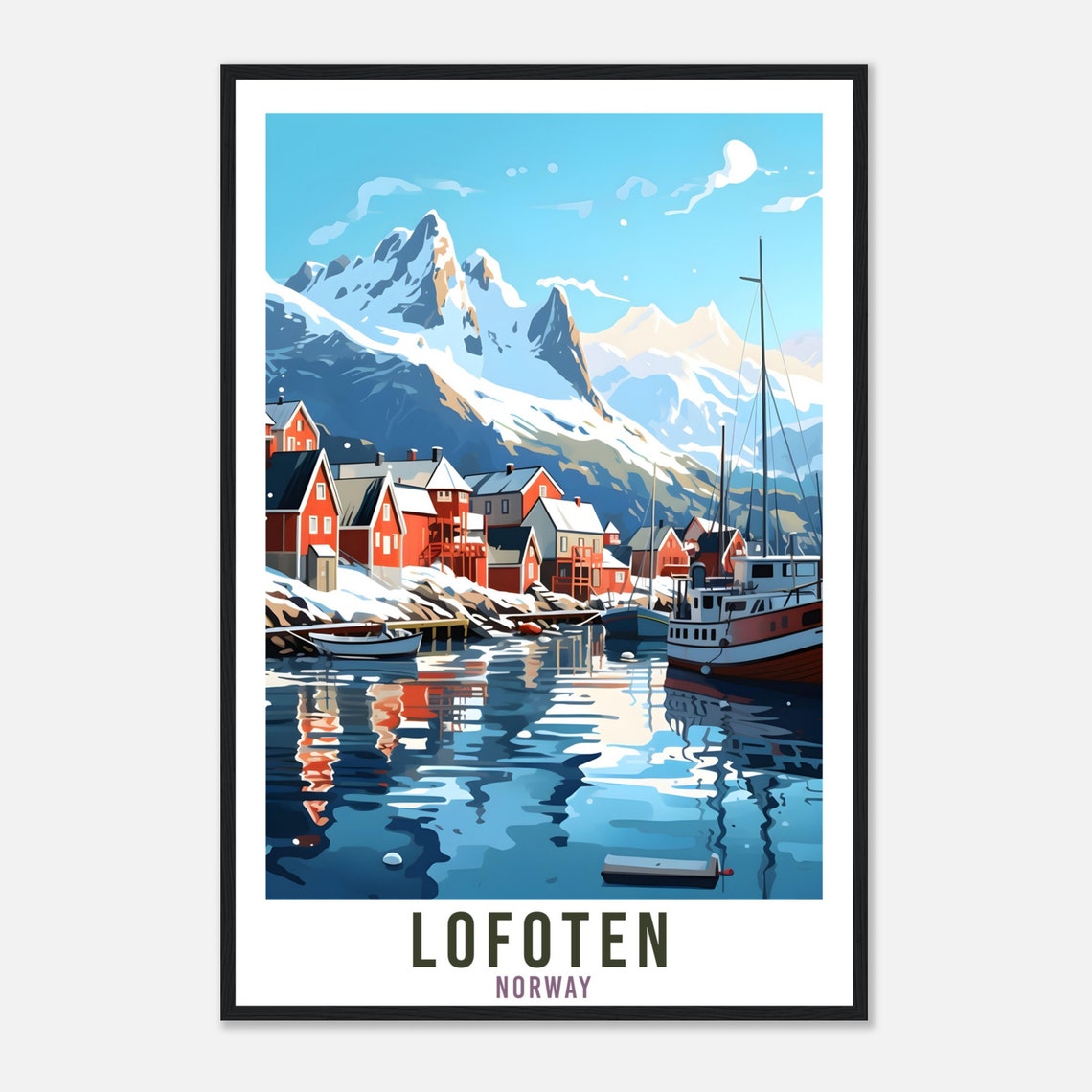 Lofoten Norway Travel Print Lofoten Islands Wall Hanging Norway Arctic Lofoten Travel Poster Northern Norway Wall Art Lofoten Travel Poster - Image 4