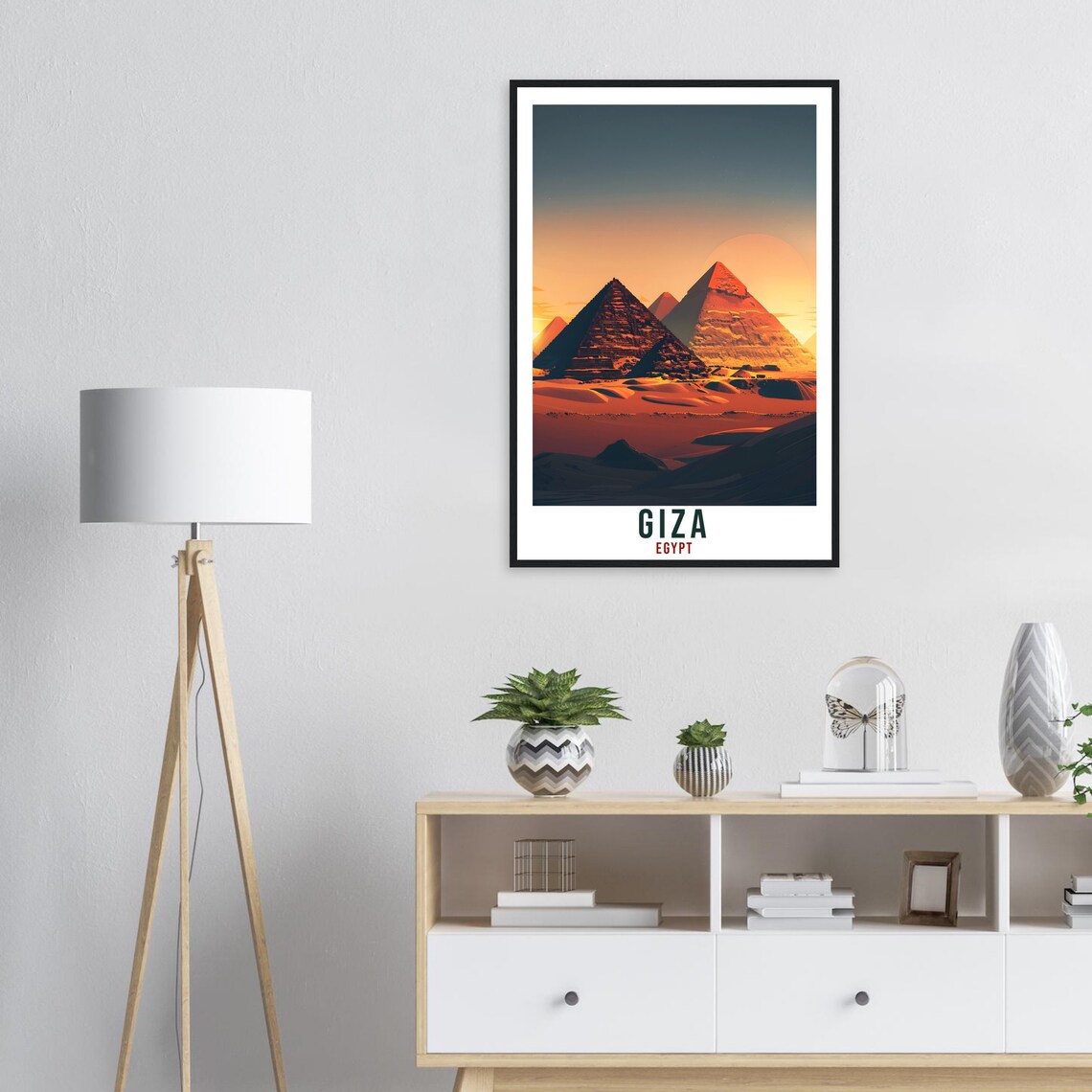 Giza Egypt Pyramids Sunset Desert Scene Travel Illustration Poster - Image 2
