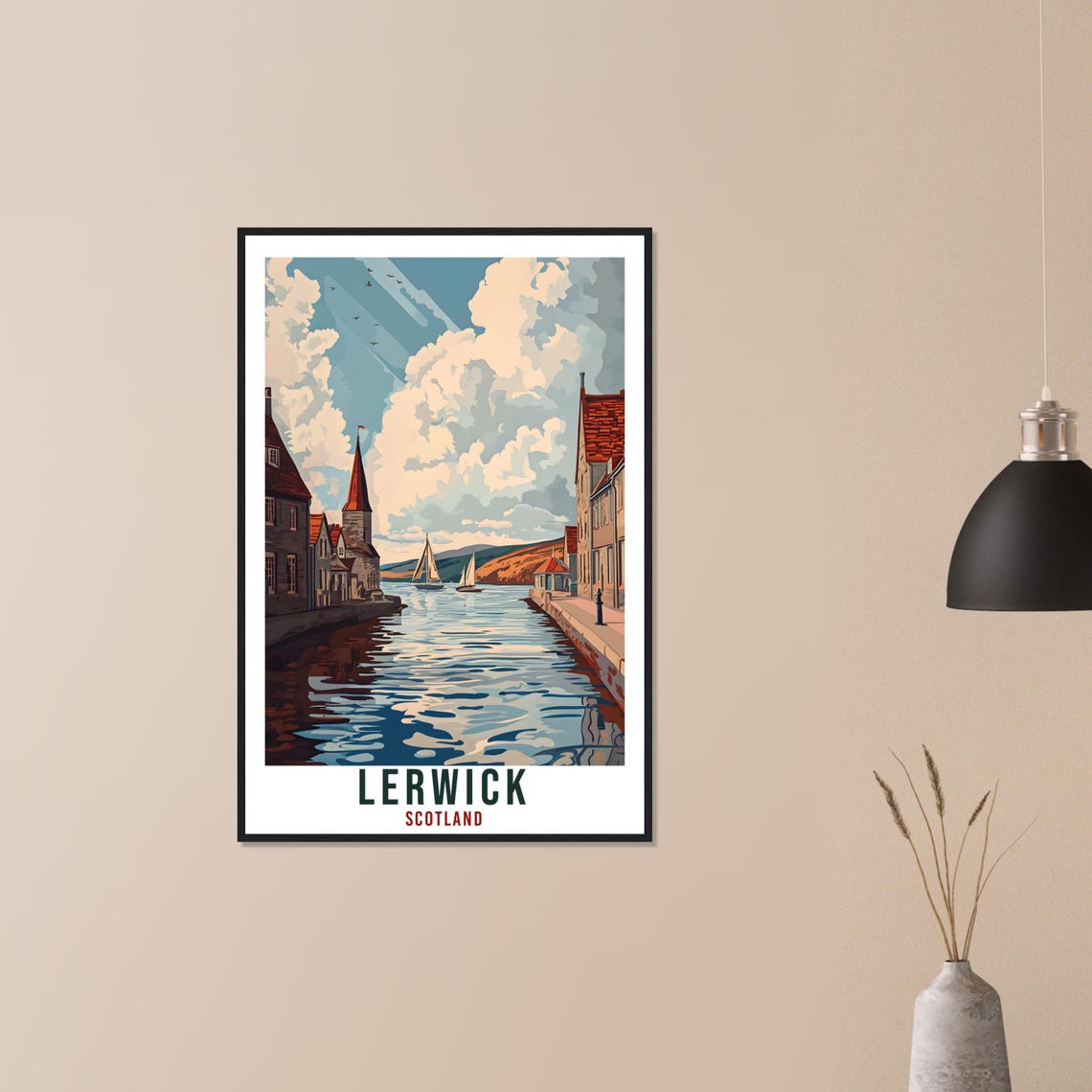 Lerwick Travel Print Scotland Home Decor Lerwick Wall Art Wall Hanging Art Lover Scotland Artwork Travel Poster Lerwick Travel Art Gift - Image 3