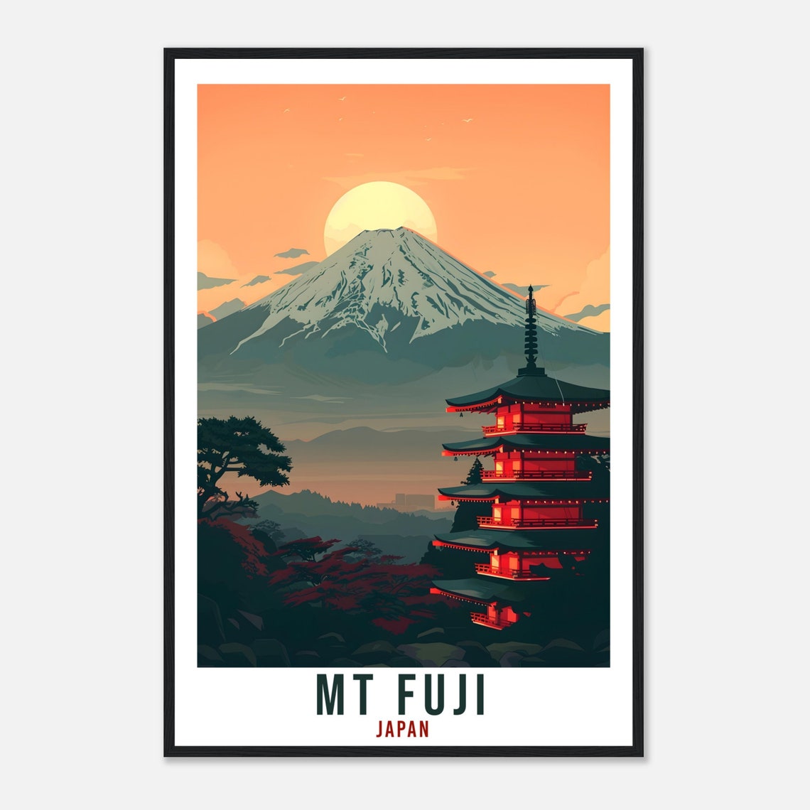 Mount Fuji Japan Chureito Pagoda Red Temple Sunset Travel Poster - Image 4