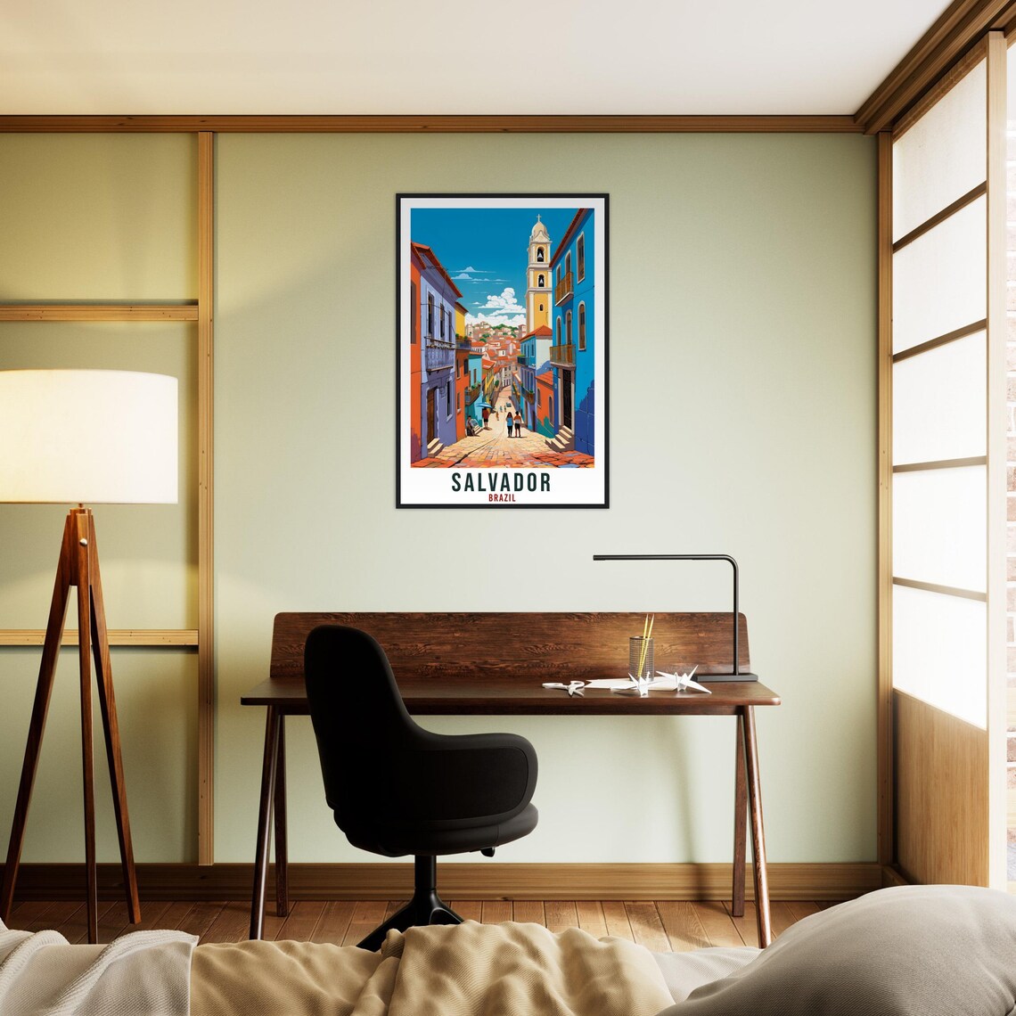 Salvador Brazil Colorful Colonial Old Street and Bell Tower Poster - Image 2