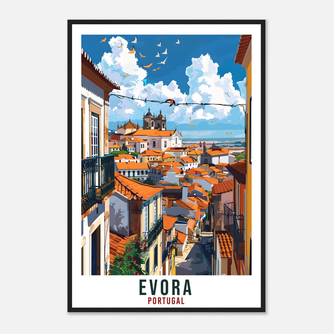 Evora Travel Print Portugal Wall Art Wall Hanging Home Dcor Evora Gift Portugal Landmark Artwork Gift Evora Portugal Holiday Travel Poster - Image 4