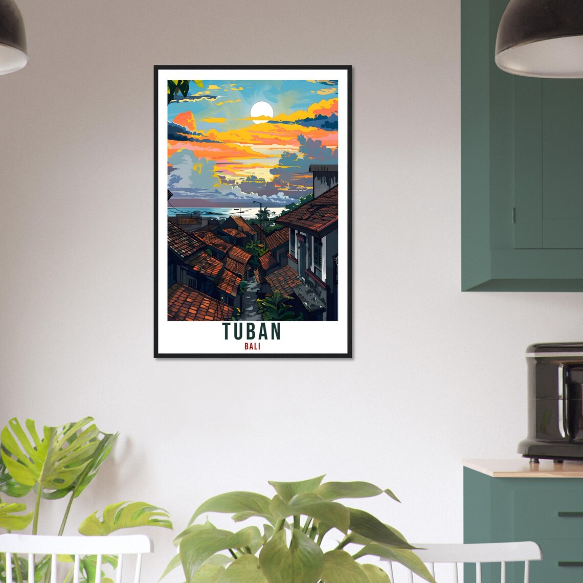 Tuban Bali Golden Sunset Rooftops Overlooking The Sea Poster - Image 3