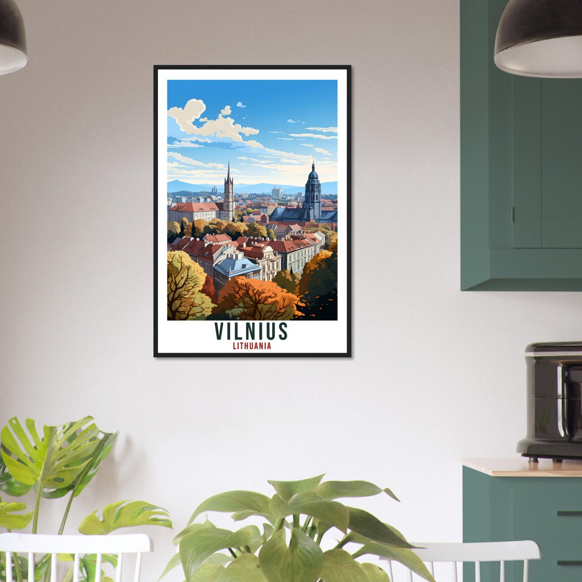 Vilnius Lithuania City Panorama Church Spires Autumn Vintage Poster - Image 4