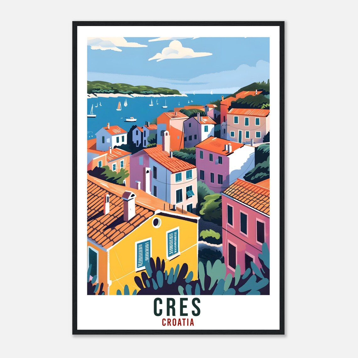 Cres Island Travel Poster, Croatia Landmark Art Print - Image 4