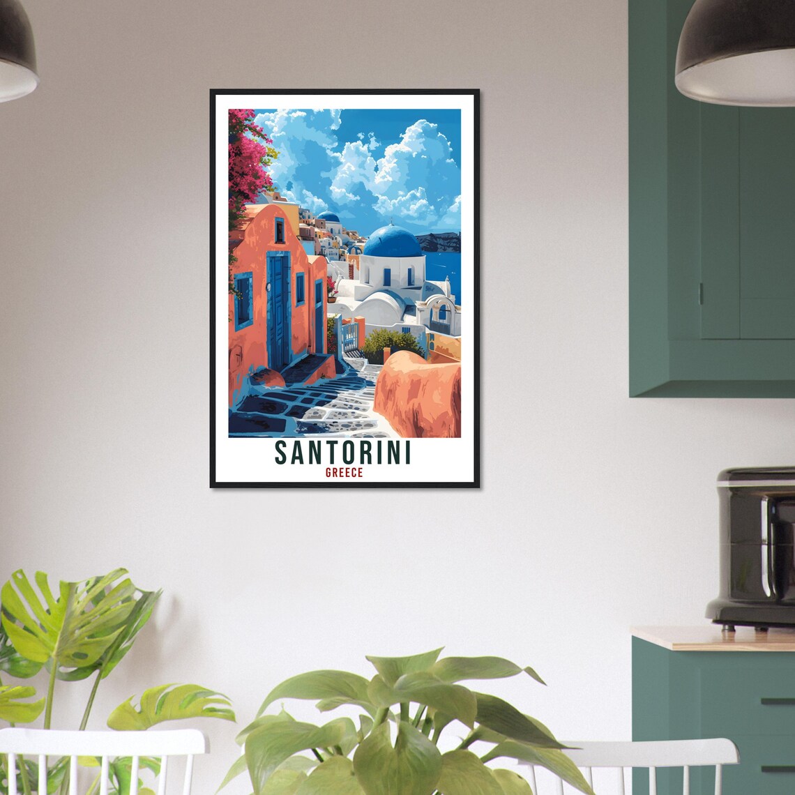 Santorini Greece Blue Domes Whitewashed Houses Travel Poster - Image 4