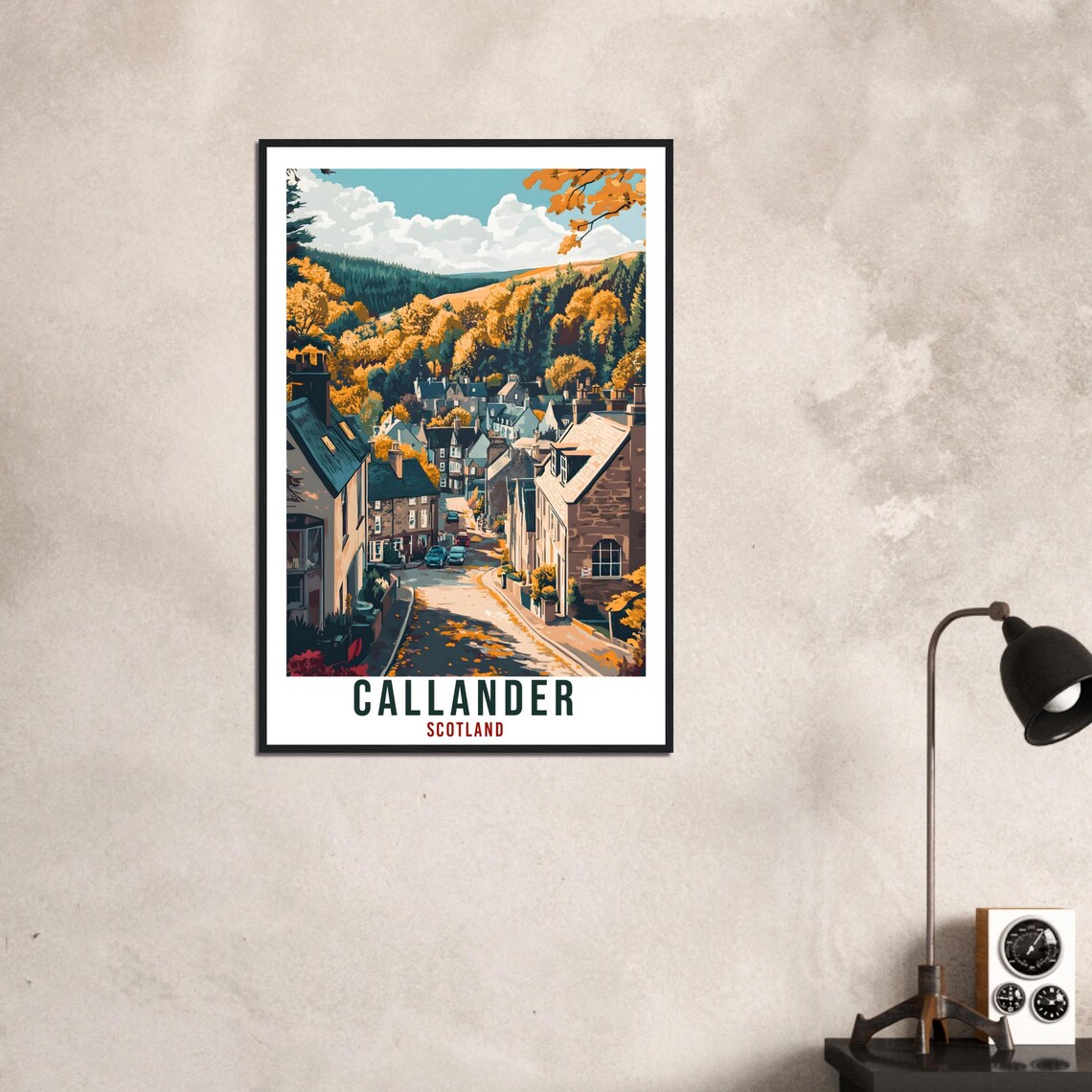 Callander Scotland Vintage Autumn Street Travel Sunny Poster - Image 3
