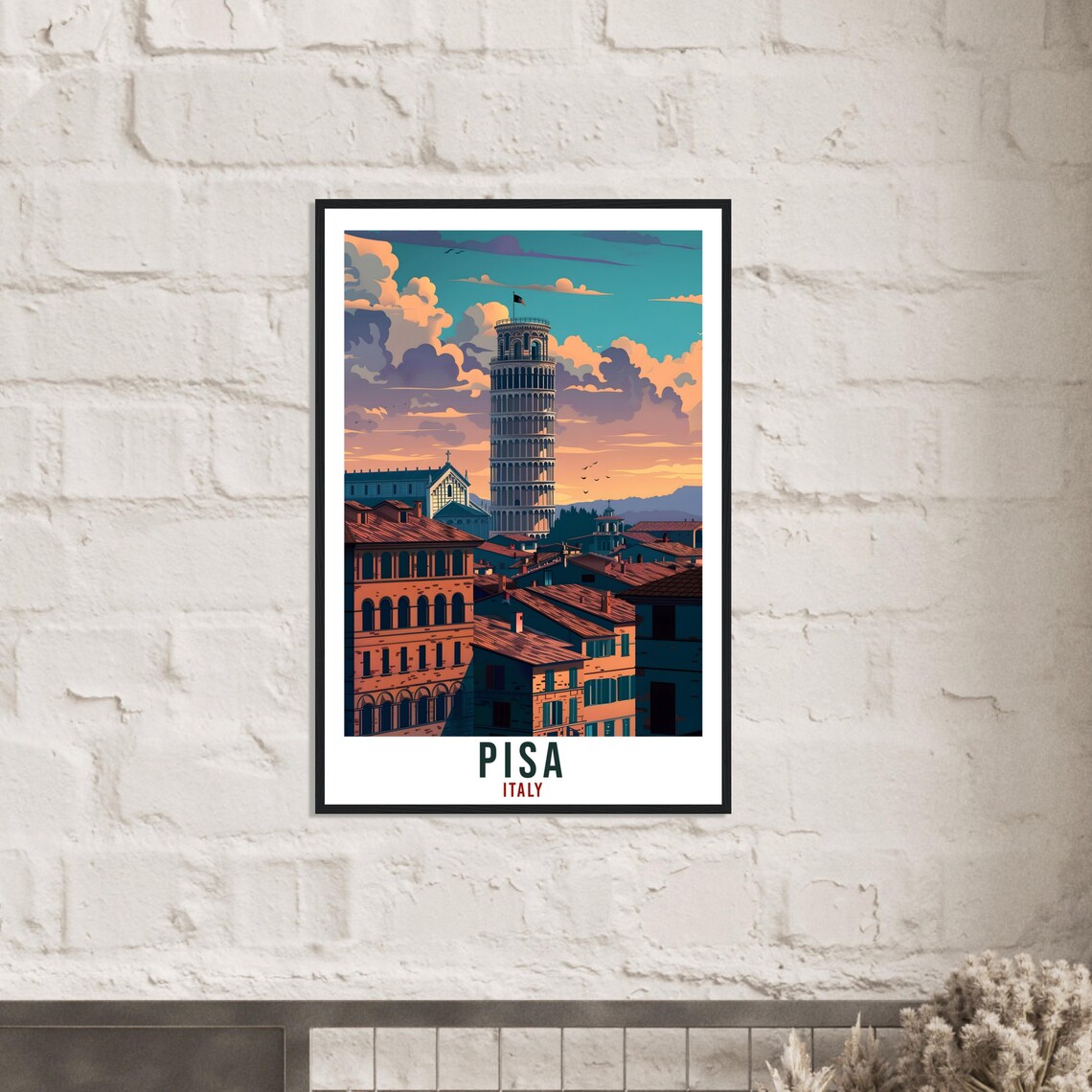 Pisa Leaning Tower Tuscan Sunset Italy Vintage Landmark Travel Poster - Image 2