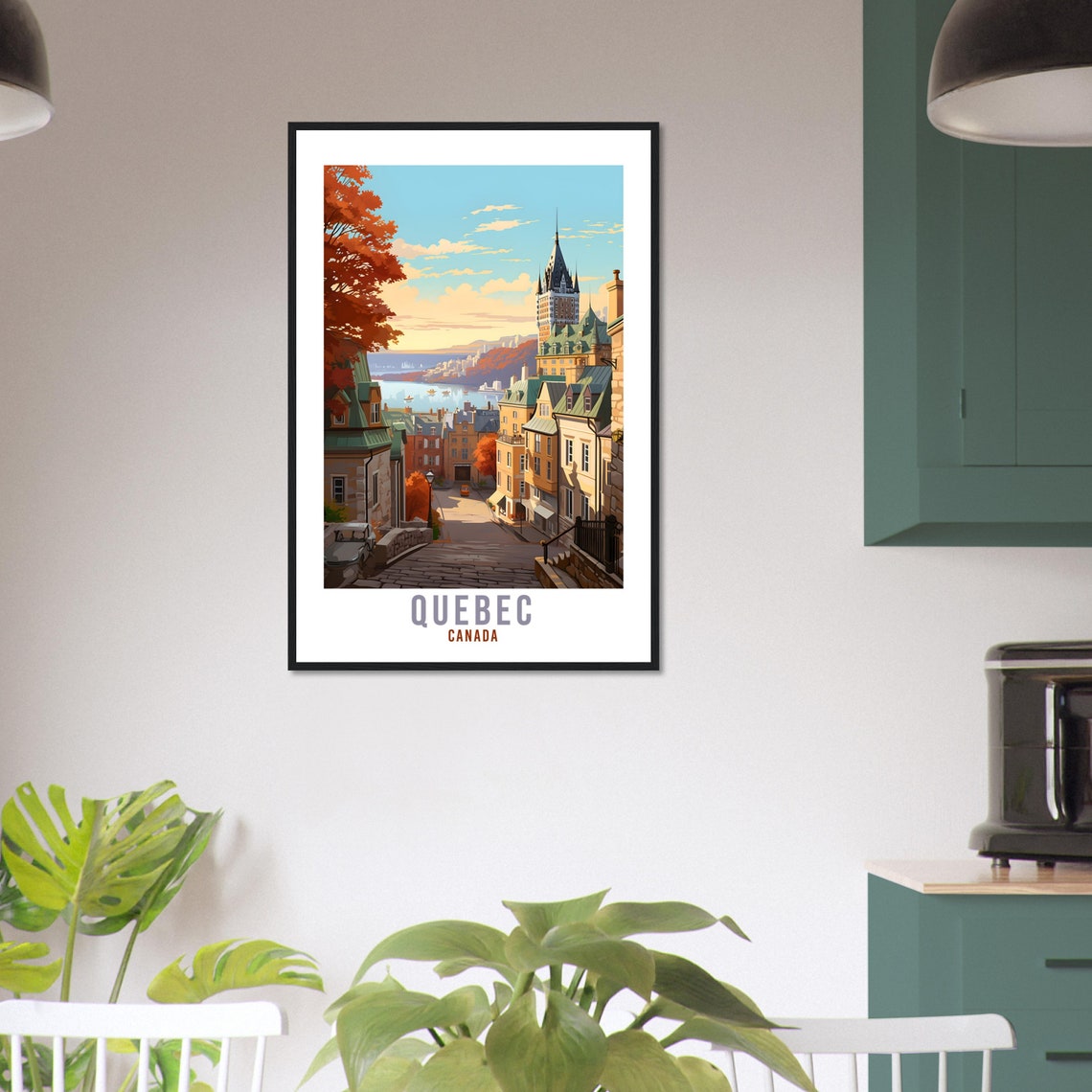 Quebec Canada Old Town Cobblestone Autumn Chateau Frontenac Poster - Image 3