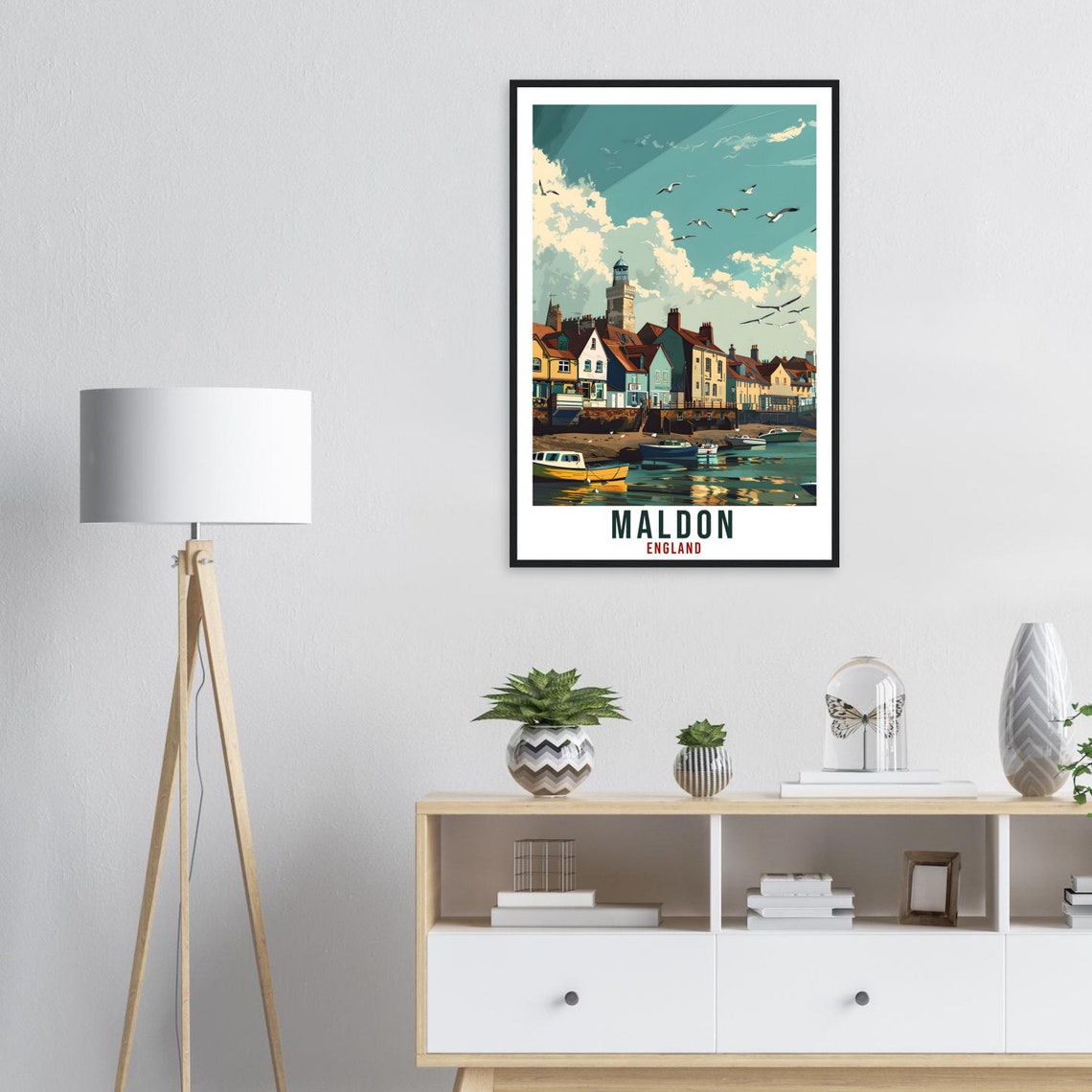 Maldon England Coastal Harbor Town Boats Vintage Travel Poster - Image 3