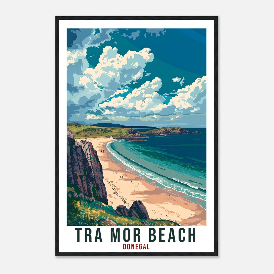 Tra Mor Beach Sandy Cove Dramatic Cliffs Donegal Ireland Scenic Poster - Image 4