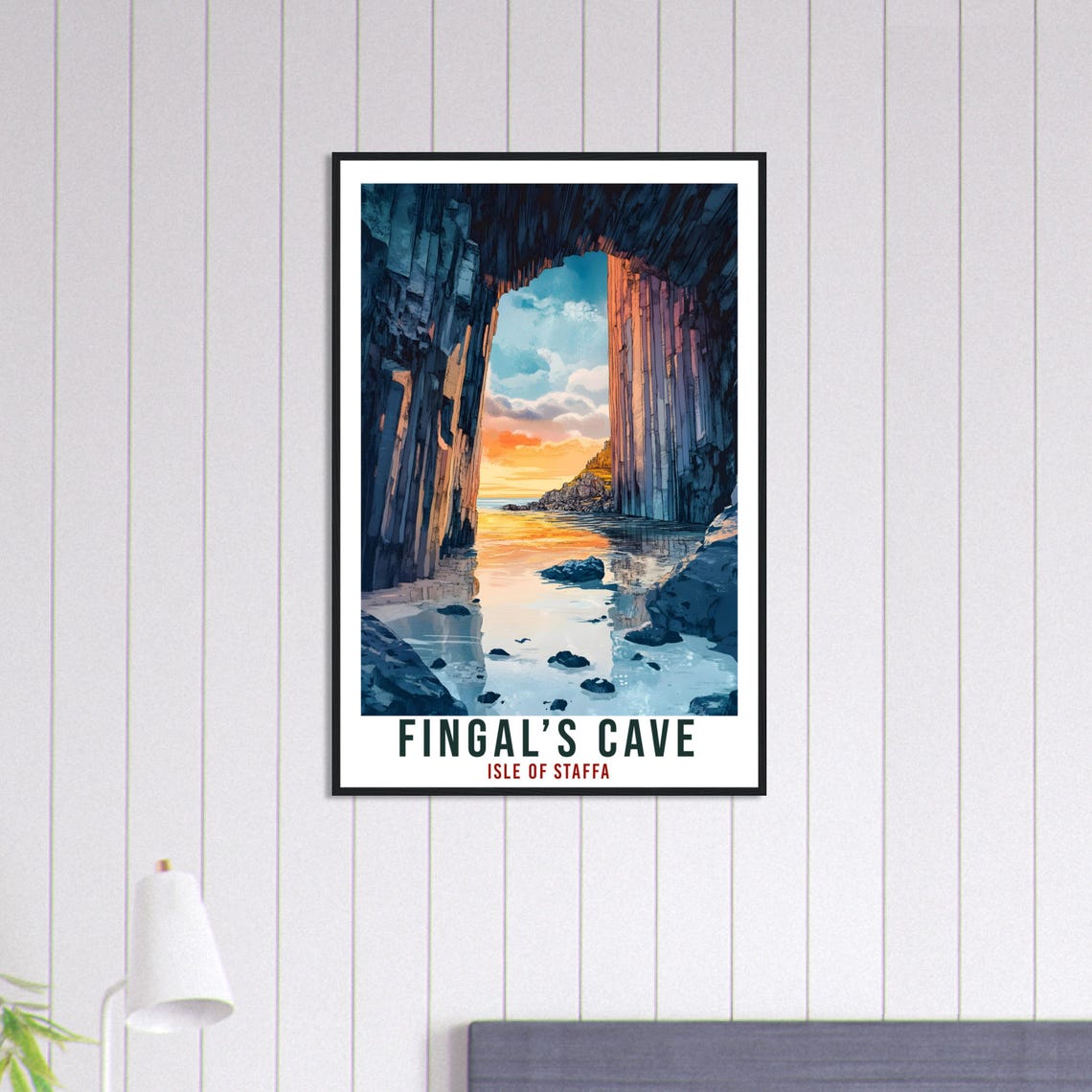 Fingals Cave Isle of Staffa Basalt Columns Sunset Travel Poster - Image 3
