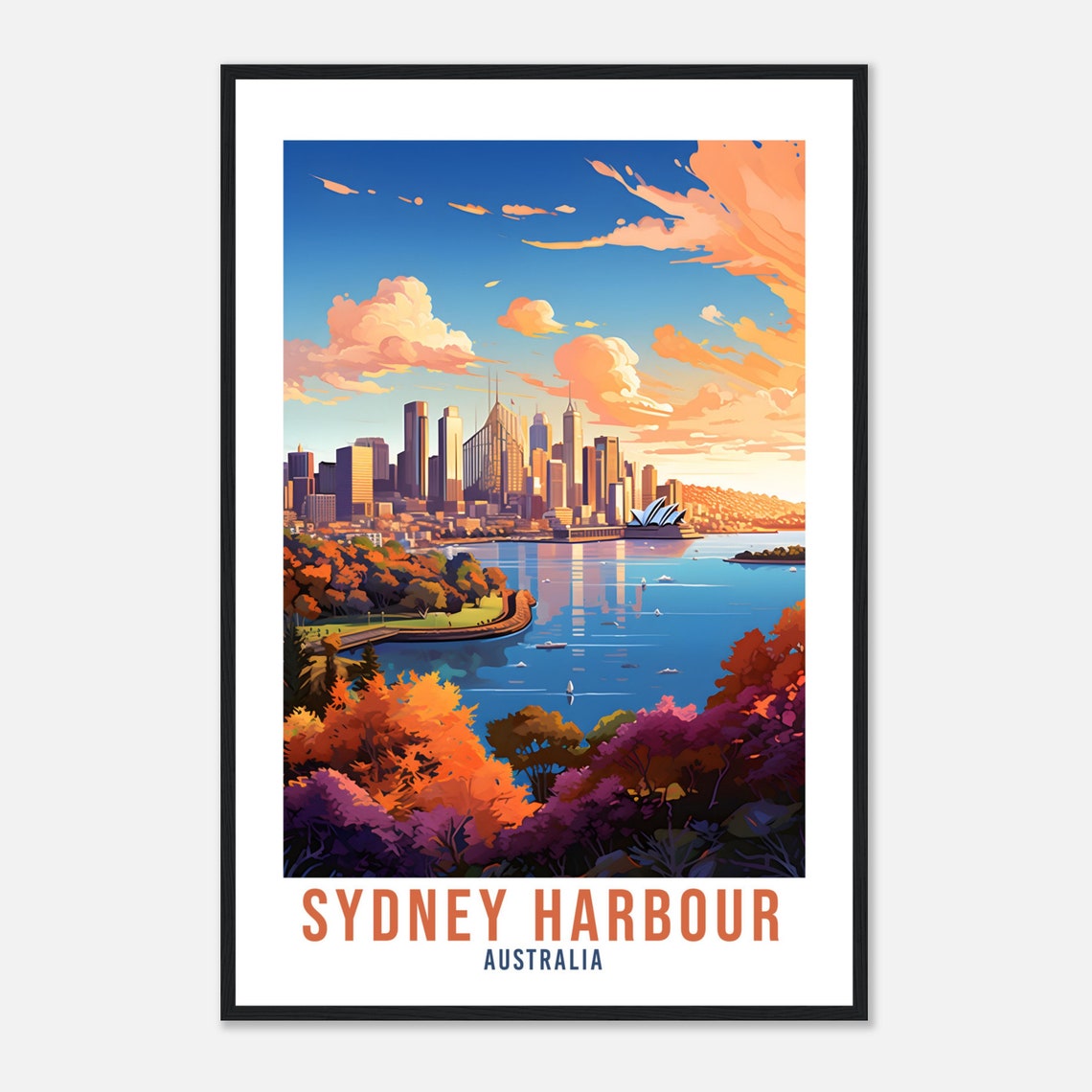 Sydney Harbour Australia Travel Poster Skyline Opera House Sunset - Image 4