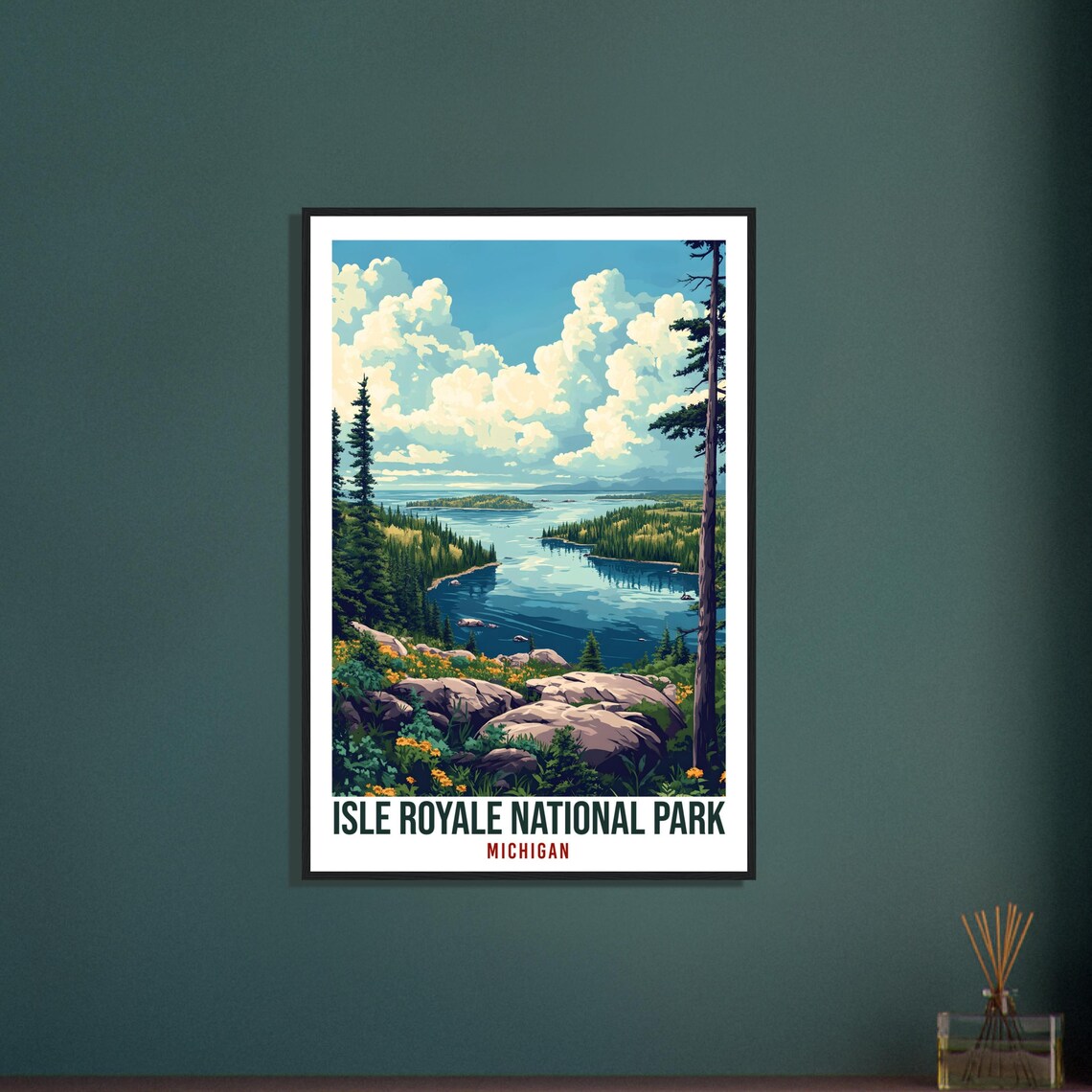 Isle Royale National Park Michigan Lake Island Scene Travel Poster - Image 3