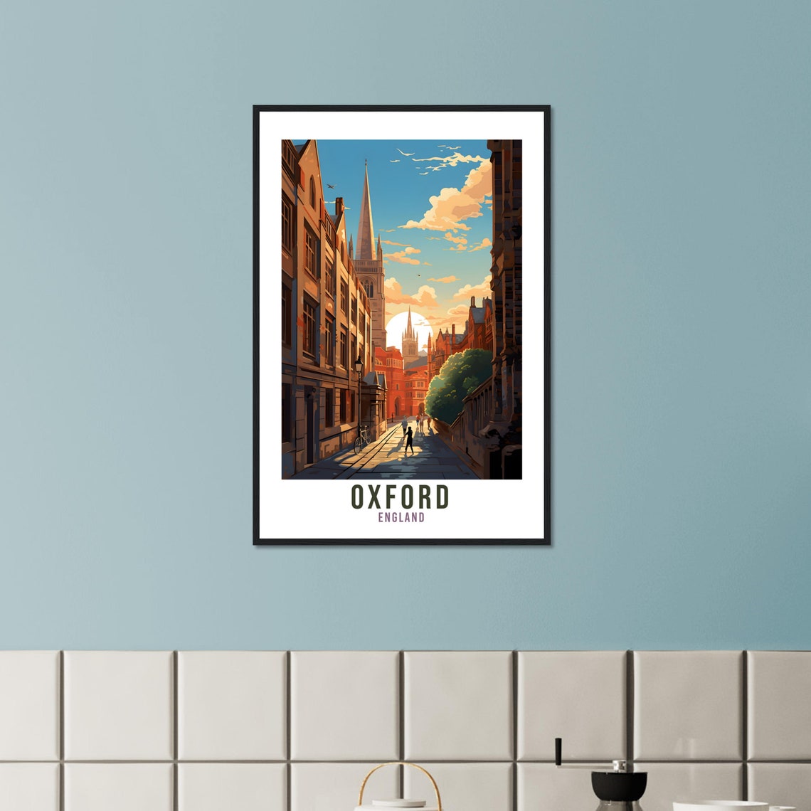 Oxford Travel Print Home Decor Oxfordshire England Wall Hanging Oxford Artwork Gift Oxford Travel Poster Artwork Oxford Art Lovers Gifts - Image 3