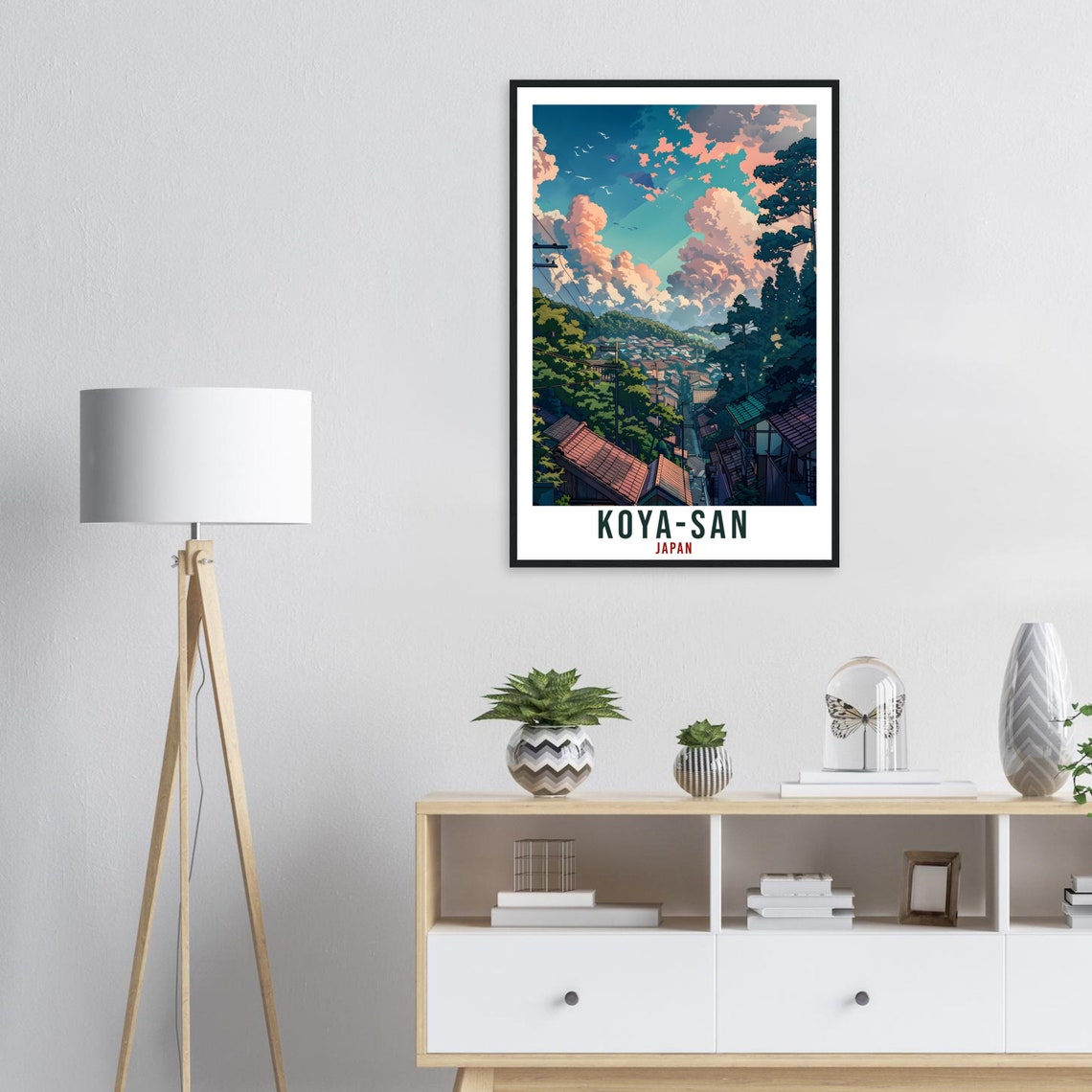 Koya San Japan Mountain Village Rooftops Sunset Travel Poster - Image 3
