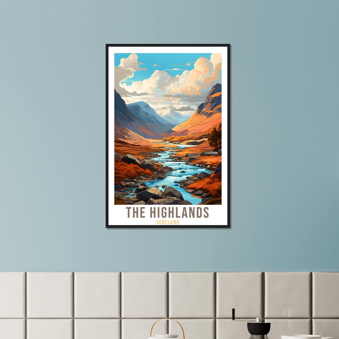 Scottish Highlands Travel Poster, Mountain Landscape Scotland - Image 2