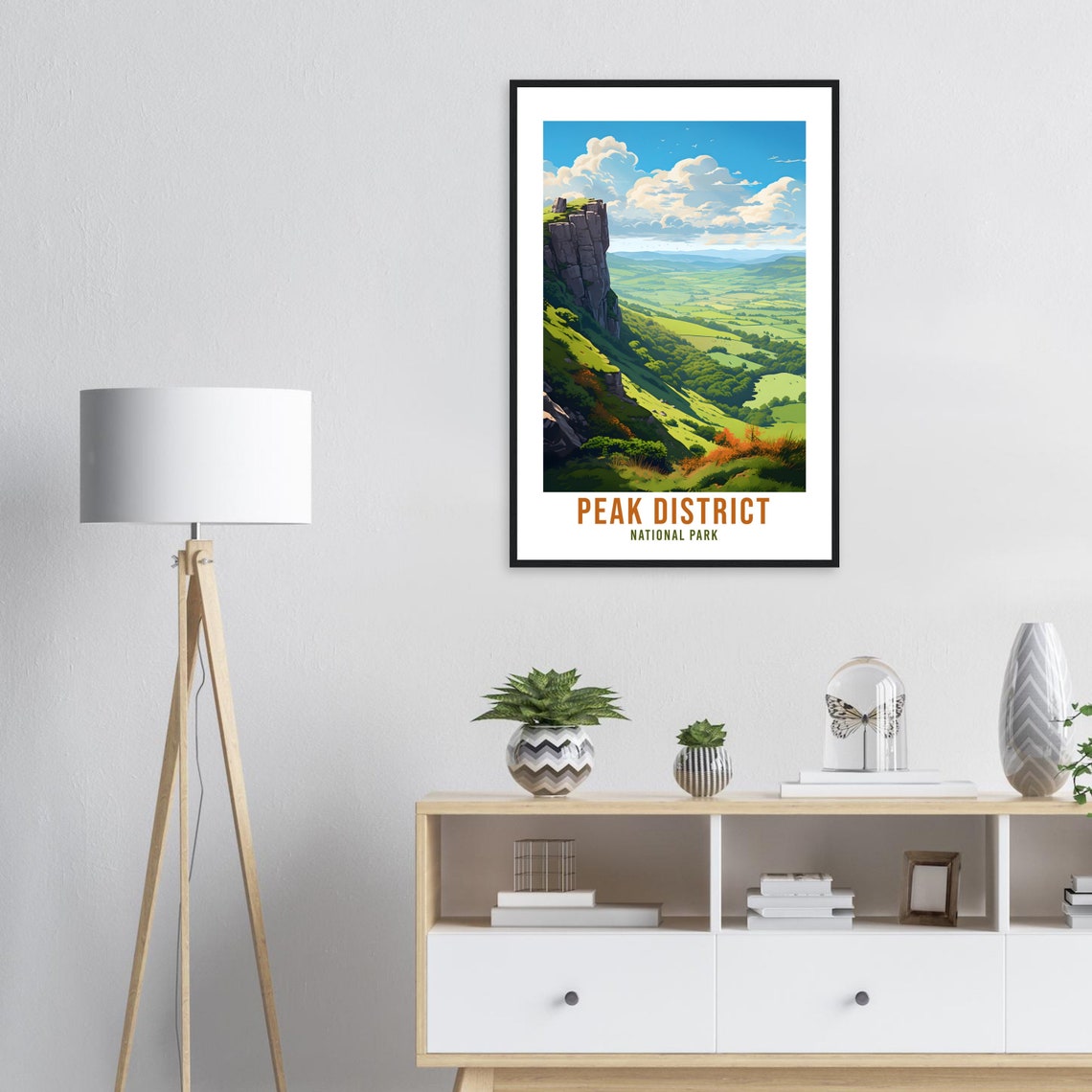 Peak District National Park Crag Edge Green Valley Travel Poster - Image 2