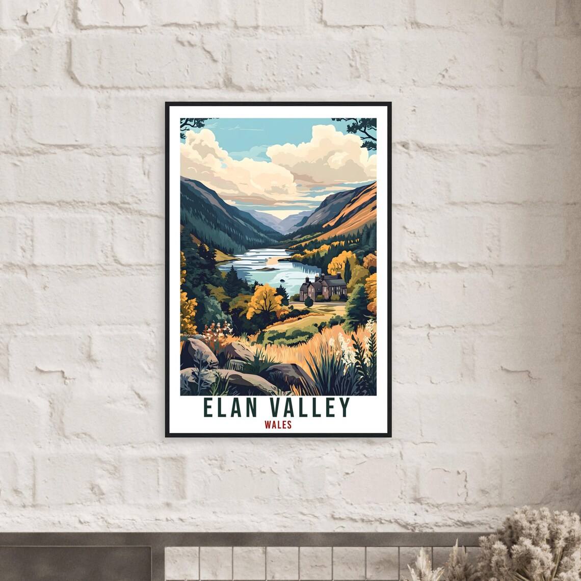 Elan Valley Wales Travel Poster Reservoir Lake Autumn Hills Artwork - Image 2