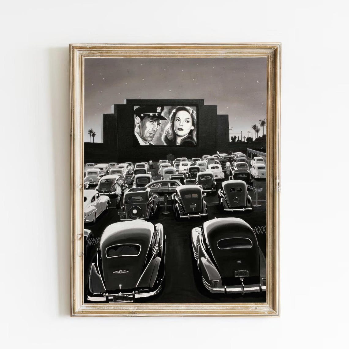 Vintage Drive In Movie Theater Poster Drive In Movie Theater Print Vintage Wall Art Vintage Old Car Print