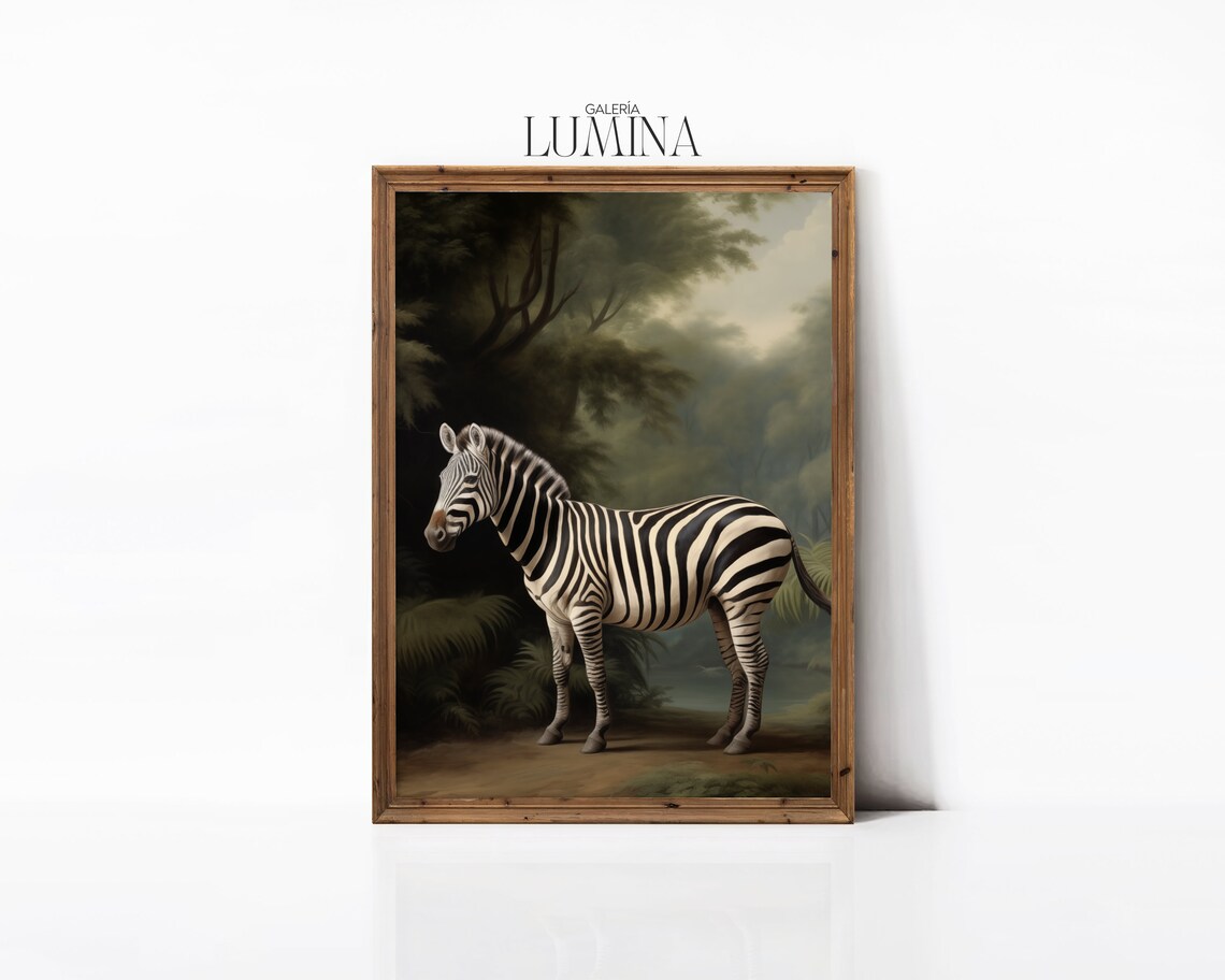 Zebra In The Woods, Vintage Animal Safari Art Print - Image 3