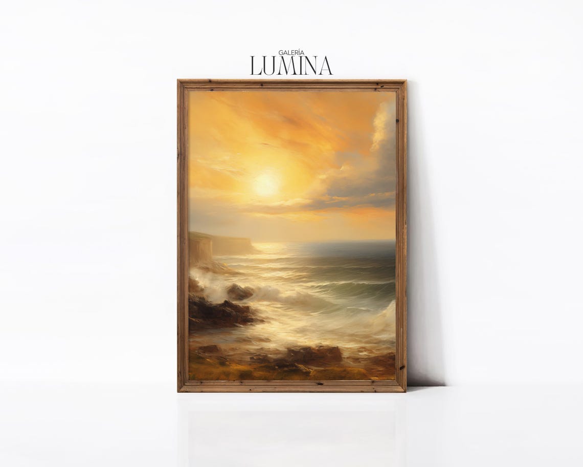 Dramatic Coastal Sunrise Over Rocky Ocean Cliffs Seascape Poster - Image 3