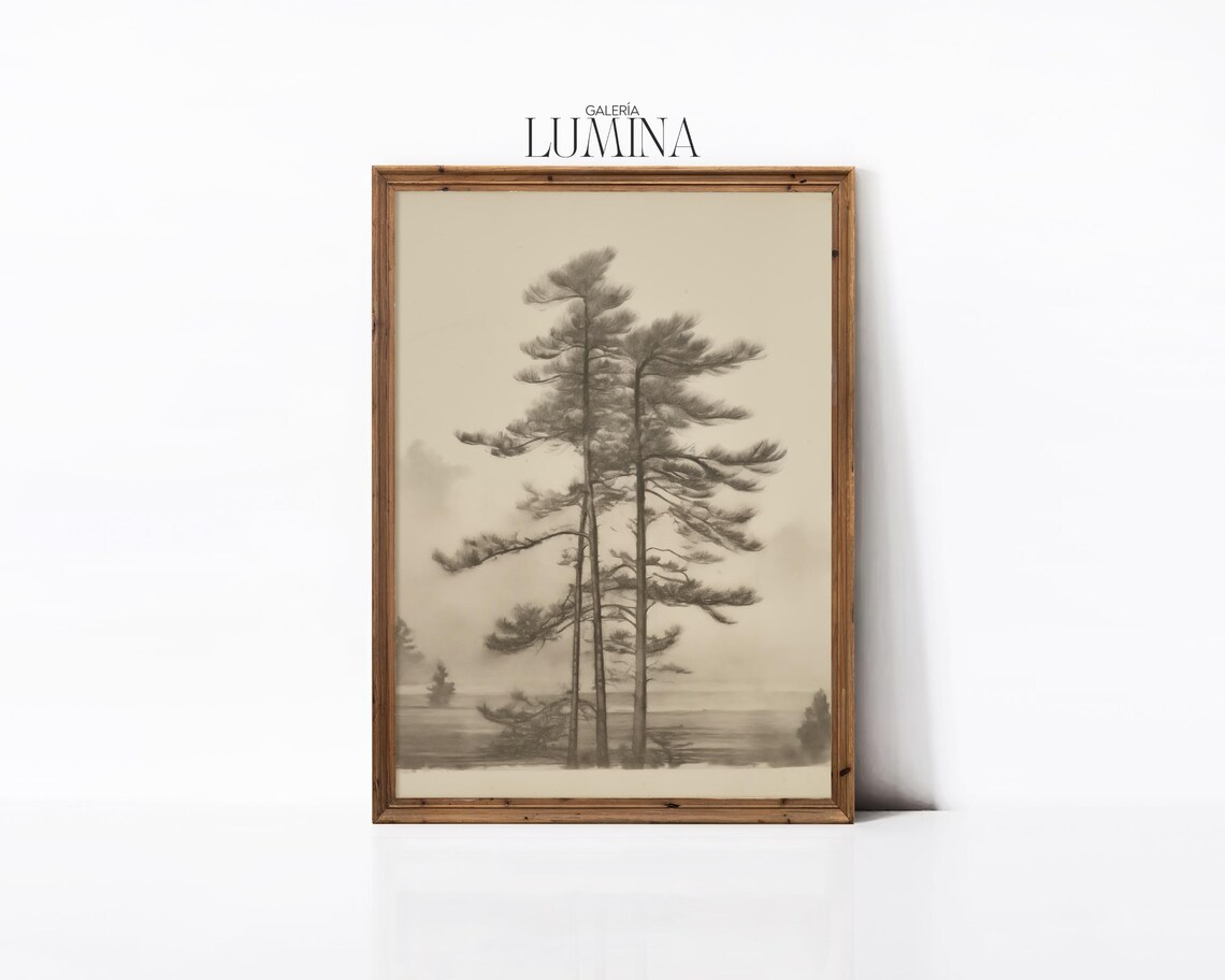 Pine Tree Vintage Rustic Sketch Drawing Art Print - Image 3