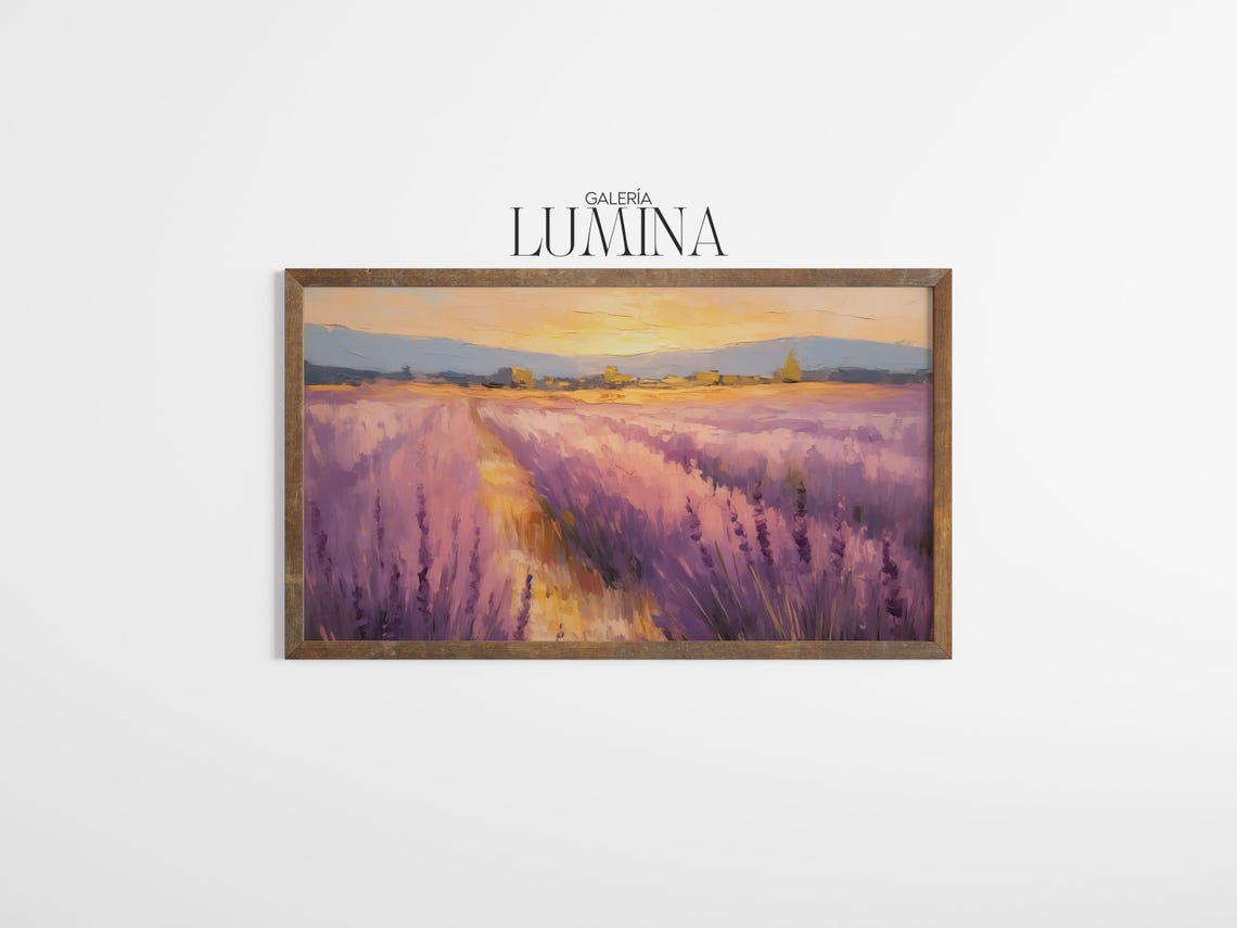 Lavender Field at Sunset Impressionist Landscape Painting Poster - Image 3