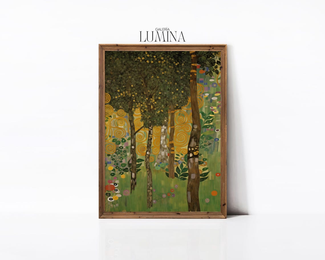 Art Nouveau Landscape Painting Exquisite Landscape Art Expressionist Nature Print Unique Forest Print Art Frame Tv Art 625 - Image 3