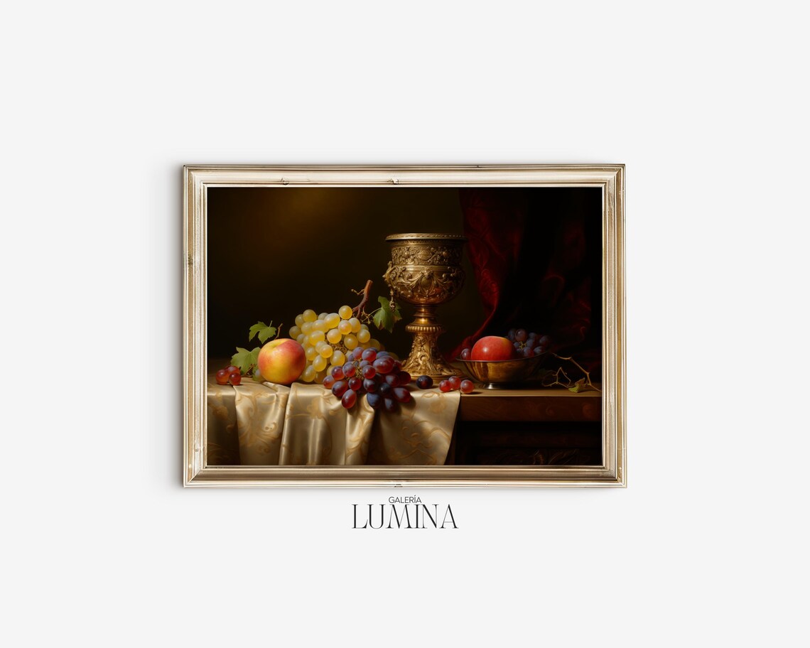 Classical Fruit Still Life Painting Antique Food Still Life Painting Traditional Kitchen Oil Painting Art Frame Tv Art 612 - Image 2