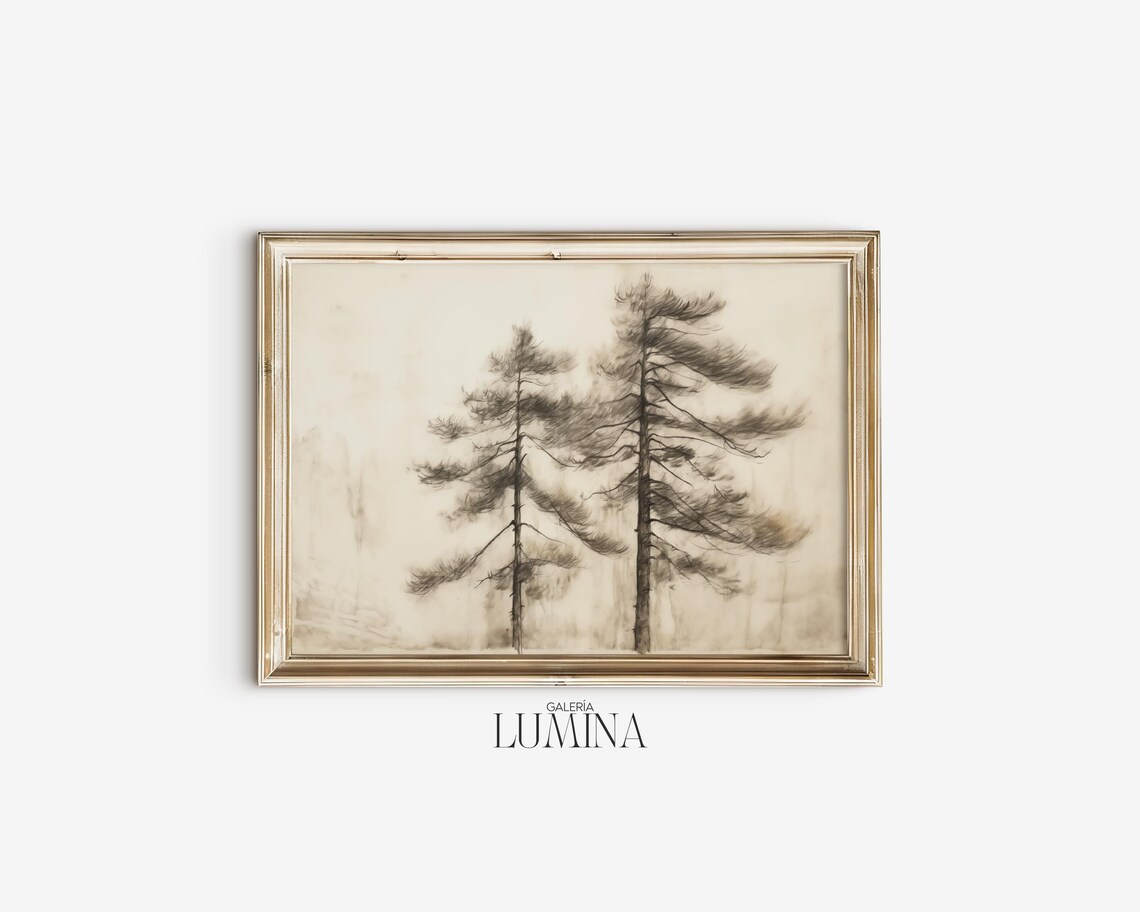 Pine Tree Sketch, Vintage Rustic Forest Art Print - Image 2
