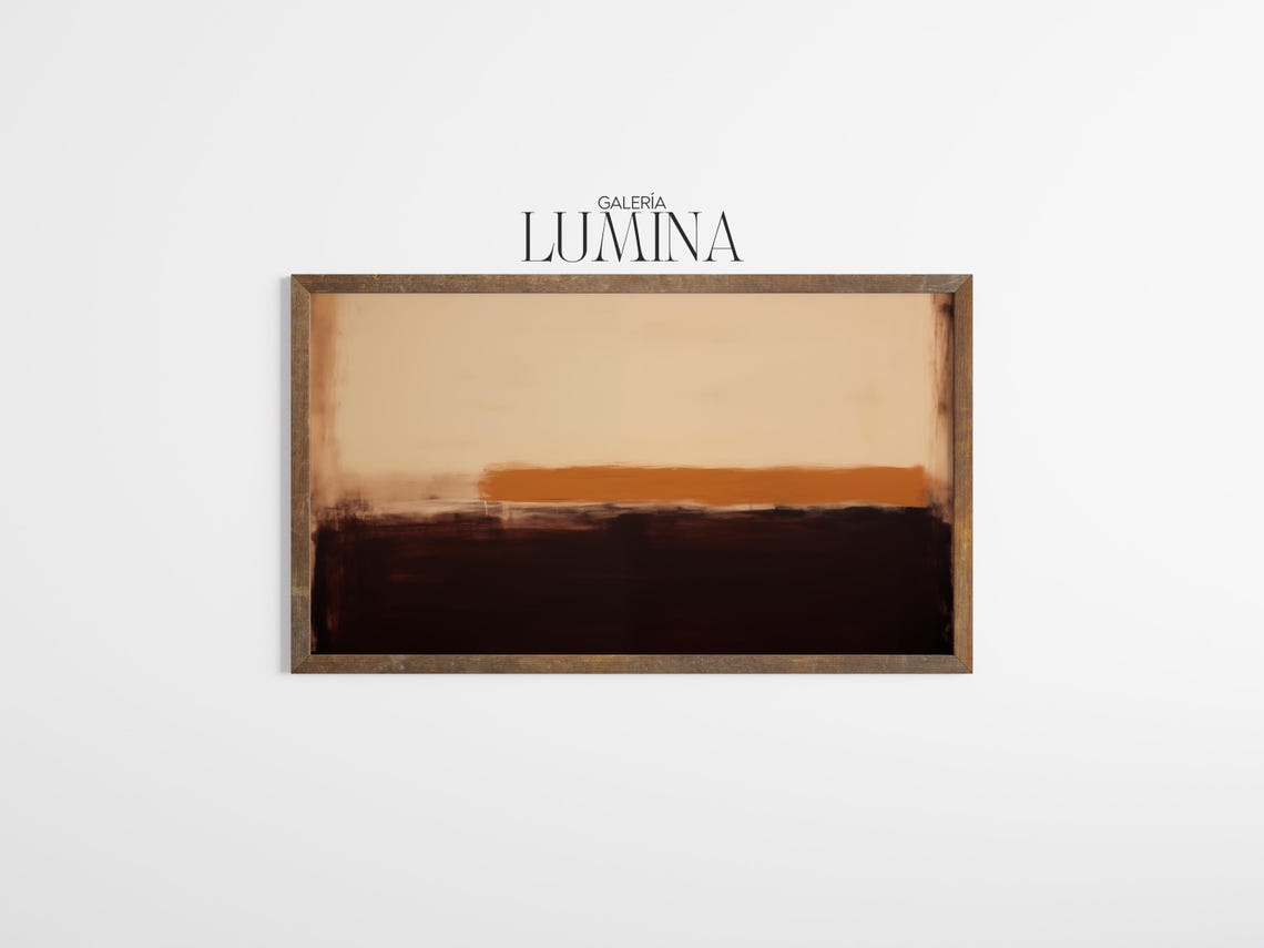 Brown And Beige Color Field With Rust Stripe Modern Minimalist Poster - Image 3
