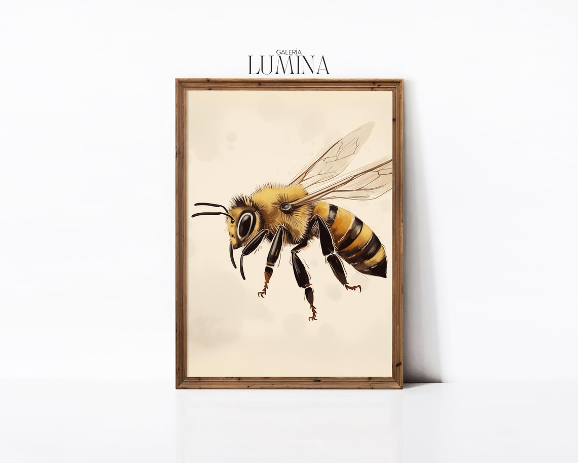 Honey Bee Watercolor Illustration Detailed Insect Nature Art Poster - Image 2